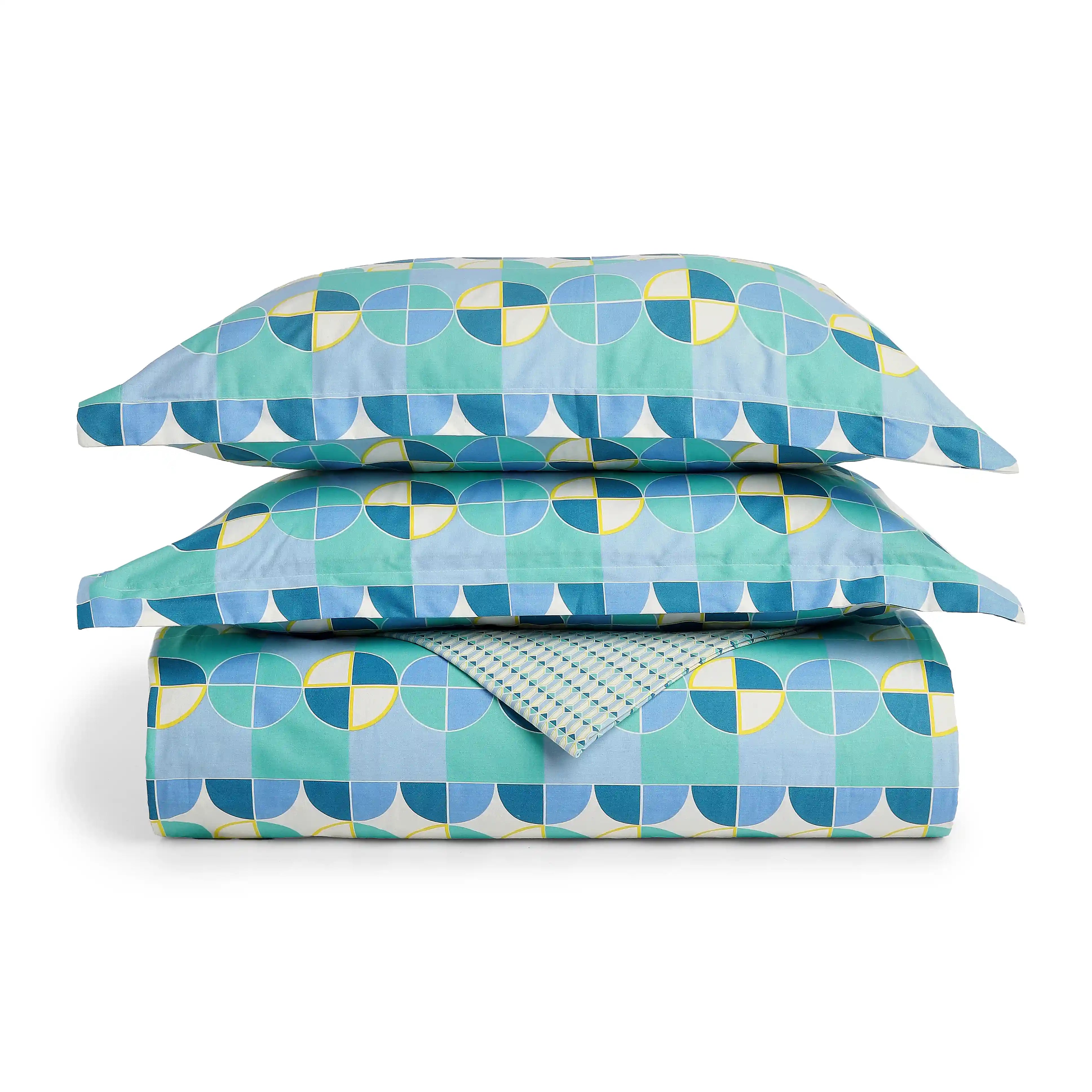 Mishella Printed Kaleido Teal Bedding Set-1 (Dbl Bedsheet + Dbl Dohar) Kaleido Teal / Double