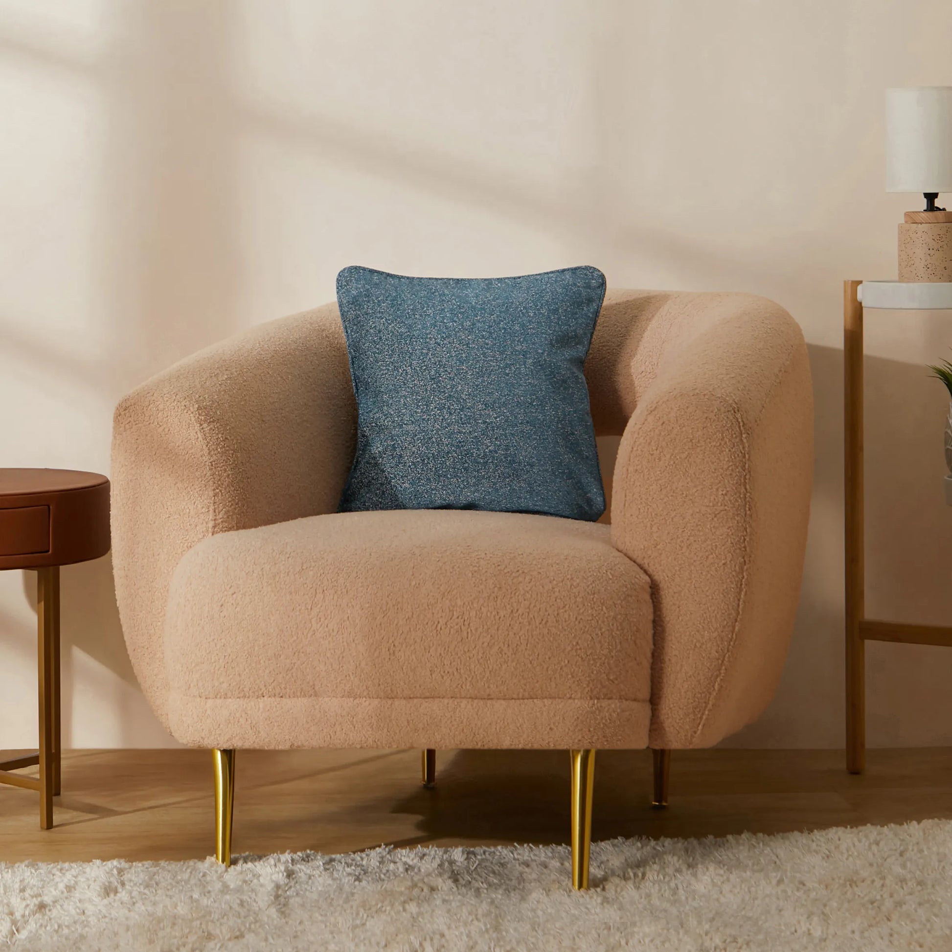 Vissencia Solid Cushion Cover | Textured Crush Ocean Depth / Cushion Cover (41cm x 41cm)