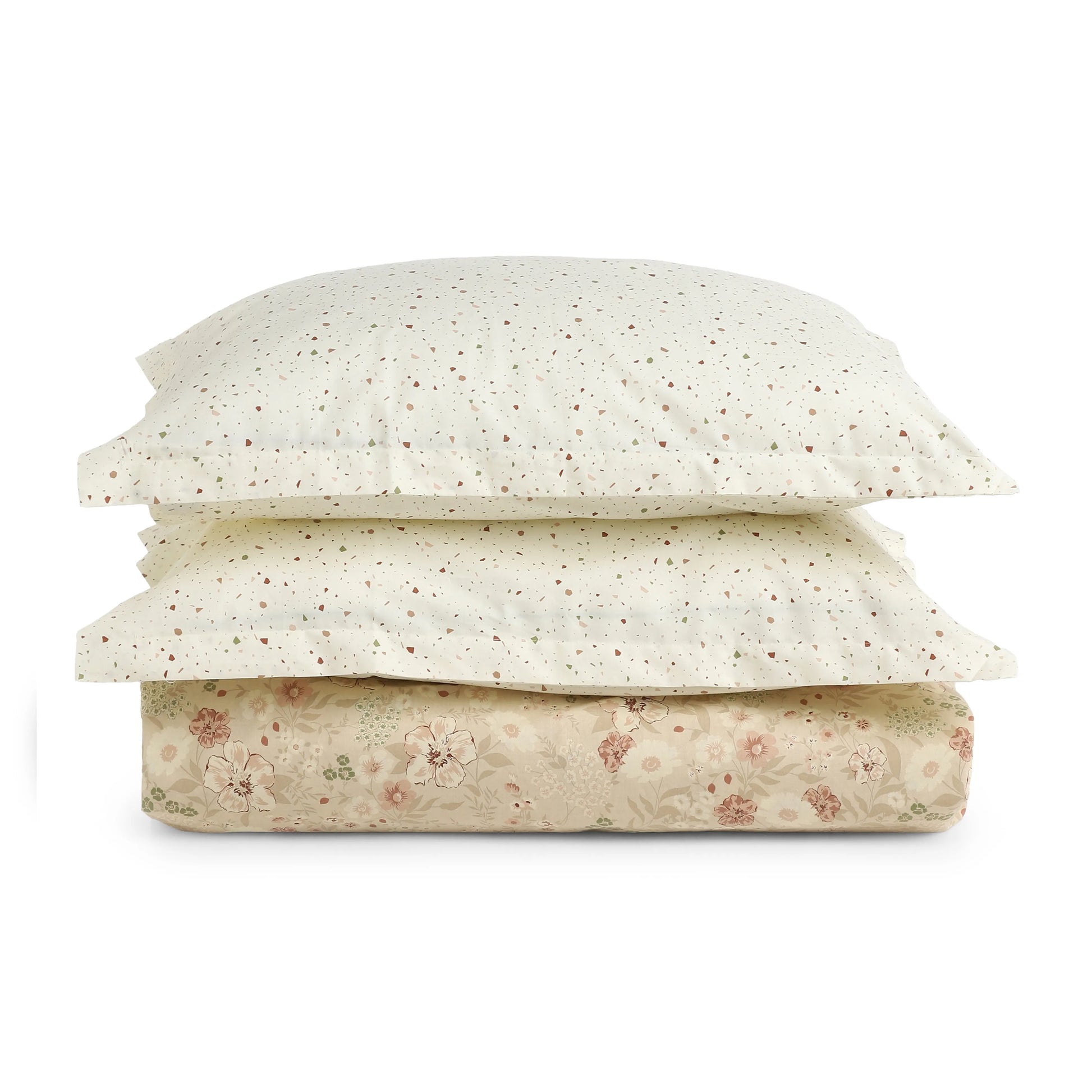 Mishella | Mix & Match Printed Cotton Bedsheet Set - Beige Beige / King