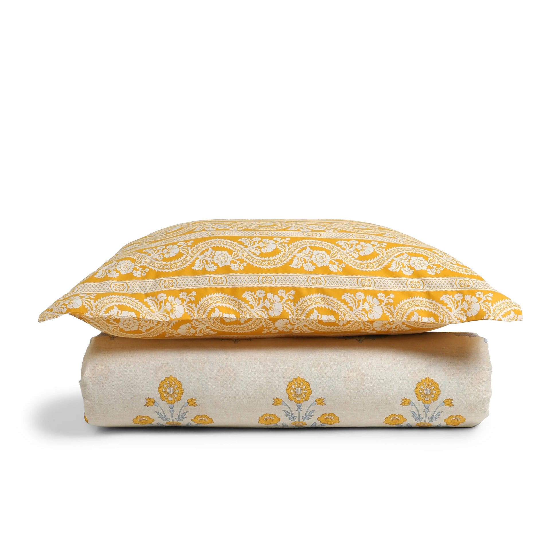 Chippa Lane | Contemporary Indian Print Design Cotton Bedsheet Set-Ochre Ochre / Single