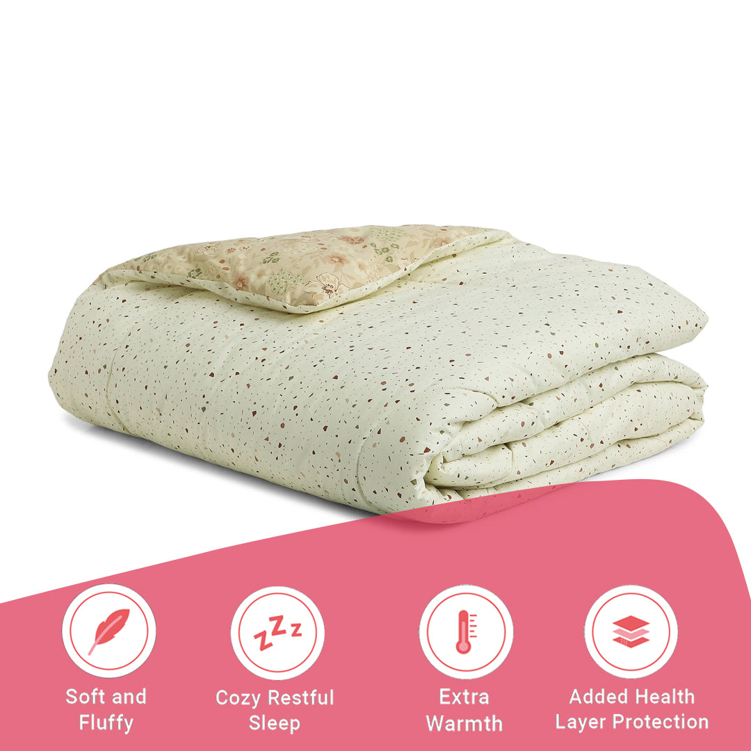 Mishella | Mix & Match Printed 120GSM Reversible Comforter - Cream