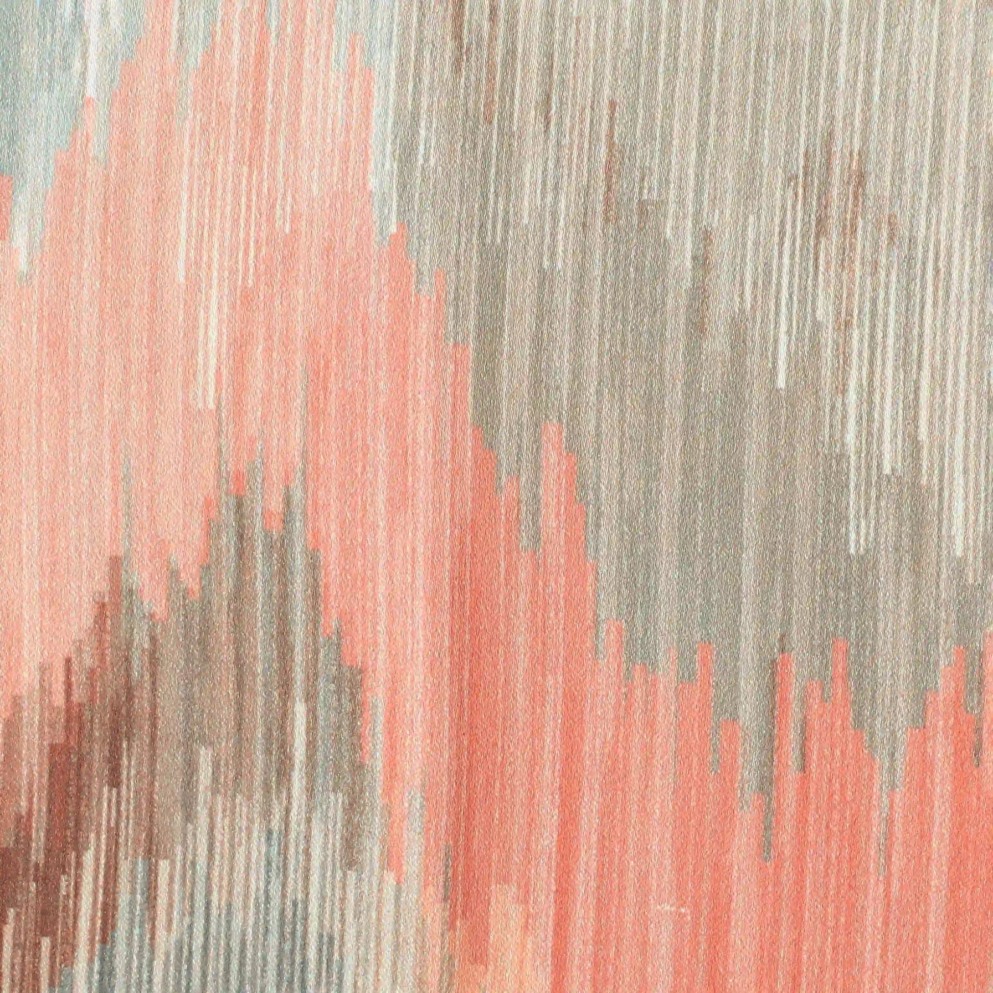 Bloomshire Classic Set Of 2 Printed Readymade Curtains | Modern Ikat Rusty Rose / Door (7ft X 4.4ft)