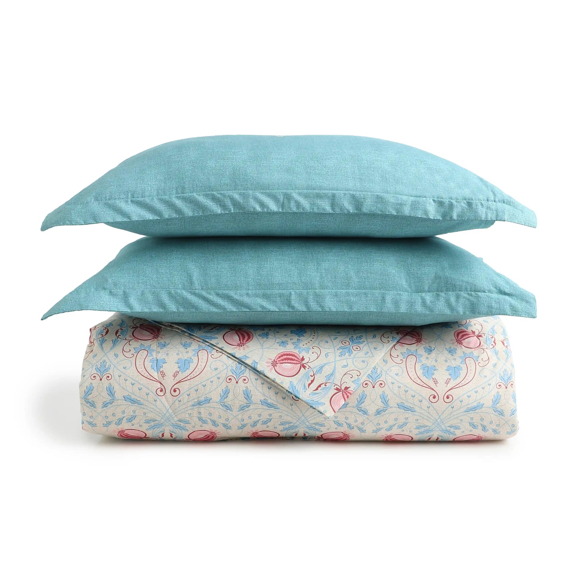 Chippa Lane | Contemporary Indian Print Design Coordinated Bedding Set | Set of Bedsheet & Comforter-Light Blue Light Blue / Double