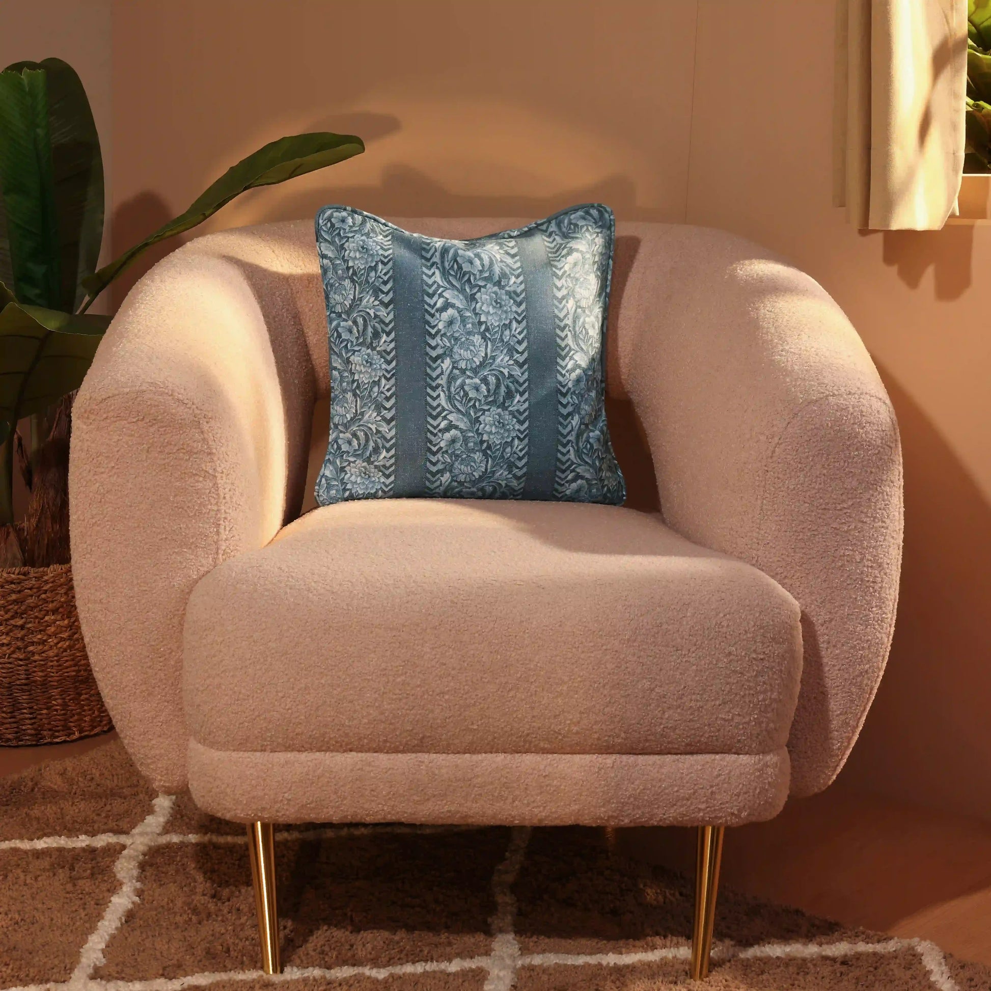 Espricia Printed Cushion Cover | Heritage Dusky Indigo / Cushion Cover (41cm x 41cm)