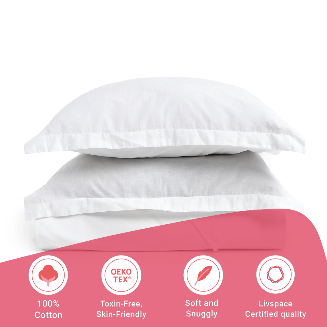 Paleto | Everyday Hues Solid Dyed Cotton Bedsheet Set-White