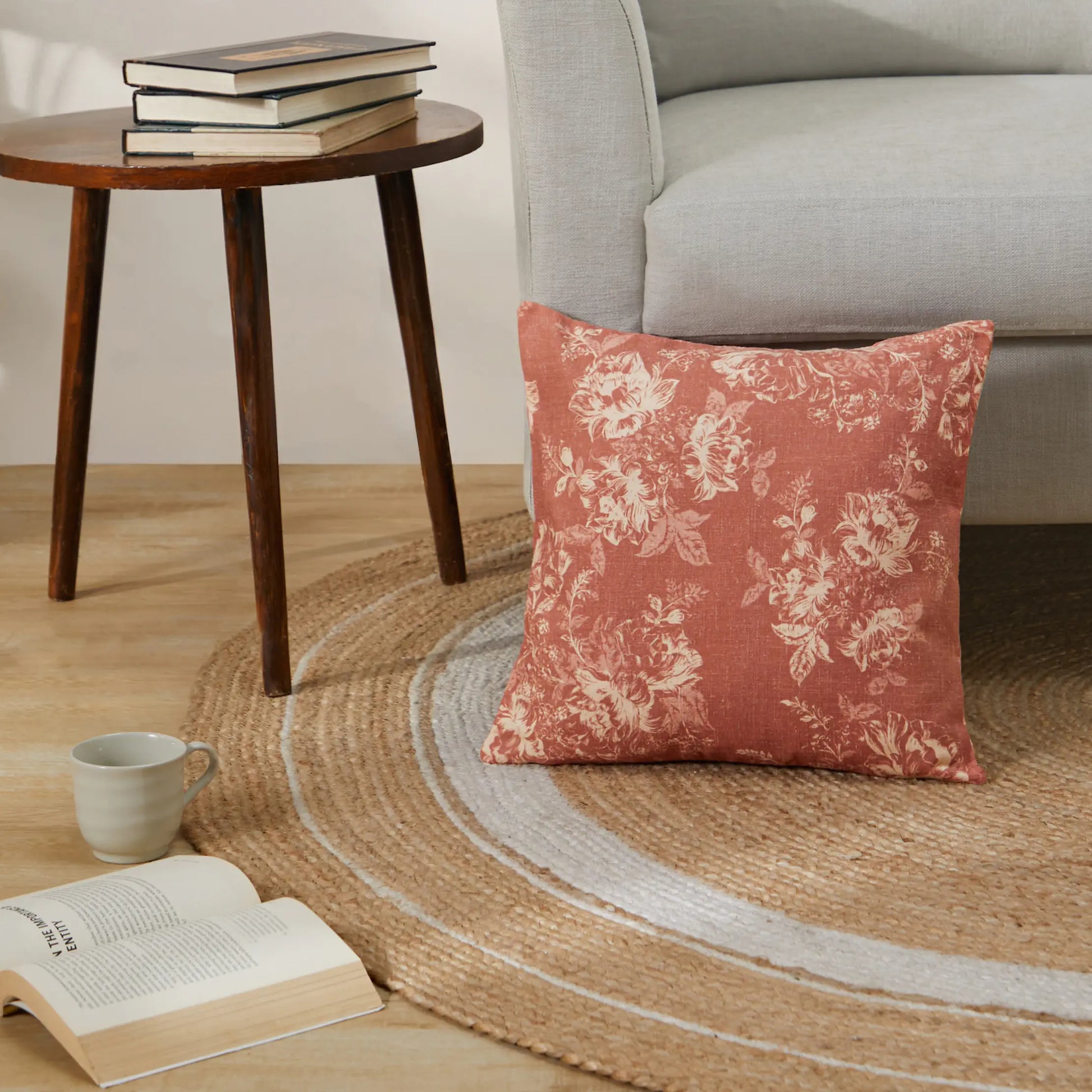 Vissencia Printed Cushion Cover | Blossoms Autumn Rust / Cushion Cover (41cm x 41cm)