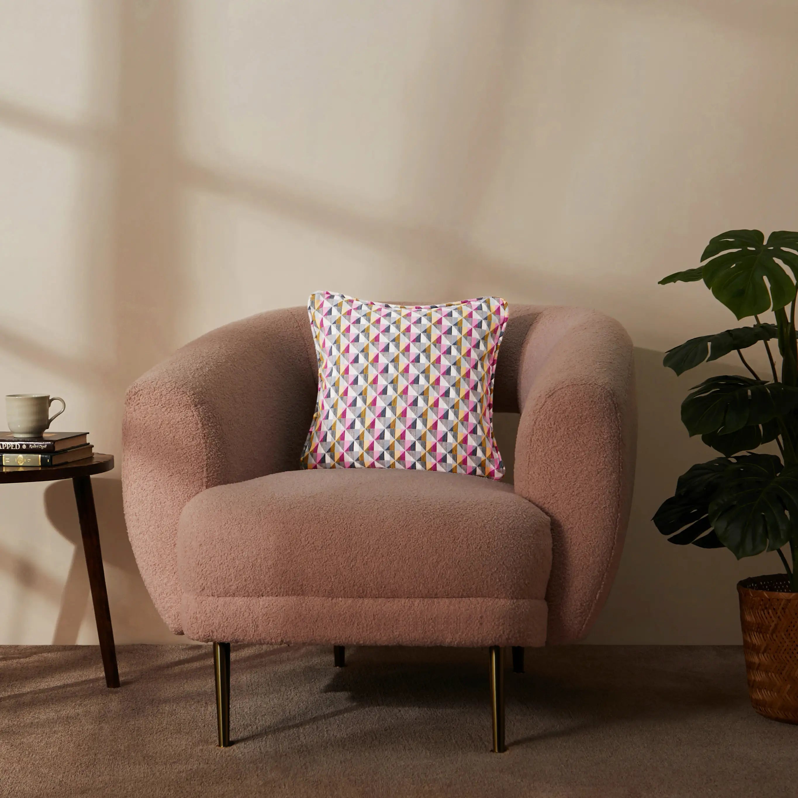 Vissencia Woven Cushion Cover | Colourful Grid Vintage Facets / Cushion Cover (51cm x 51cm)