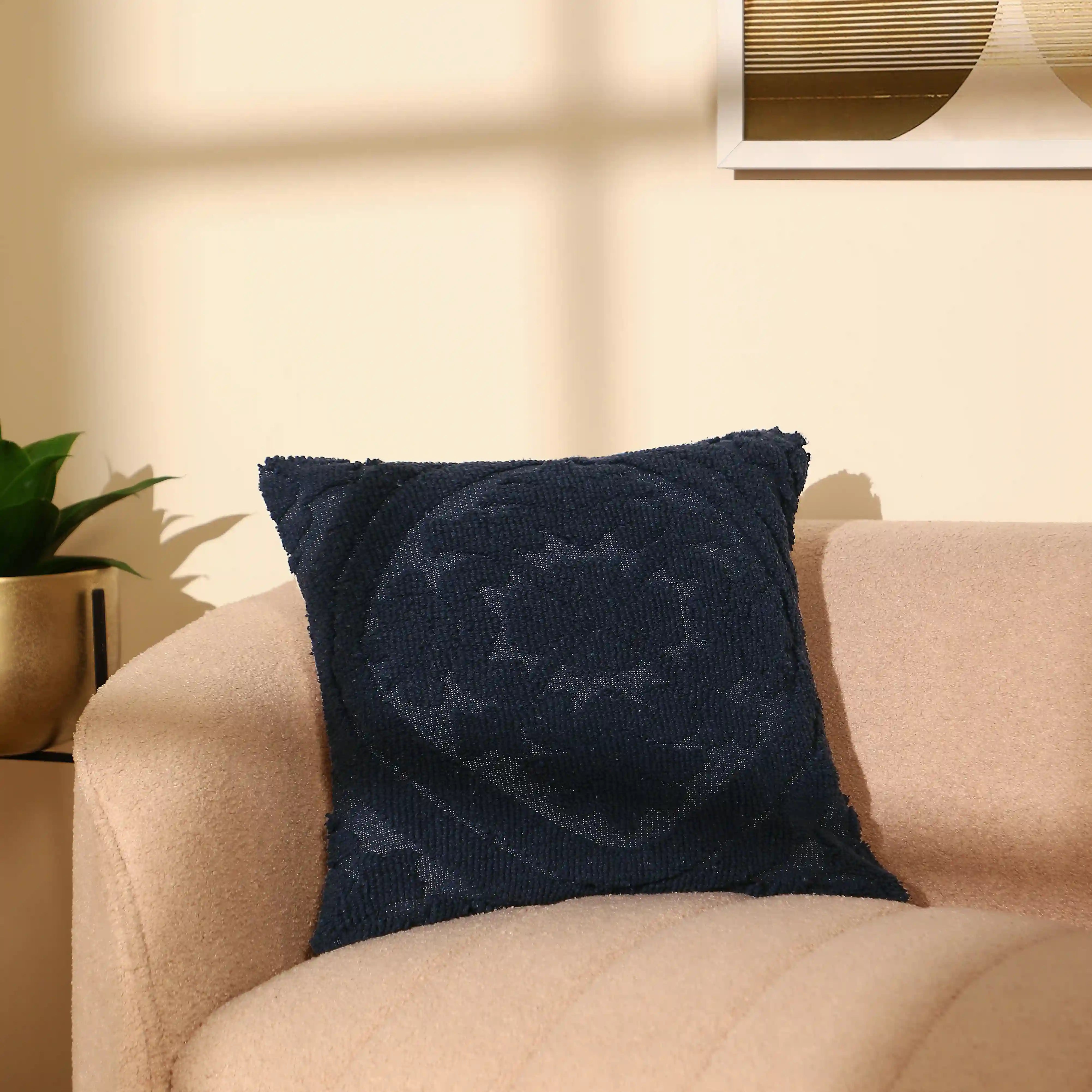 Vissencia 100% Cotton Tufted Cushion Cover | Pattern Play Dusty Blue / Cushion Cover (51cm x 51cm)