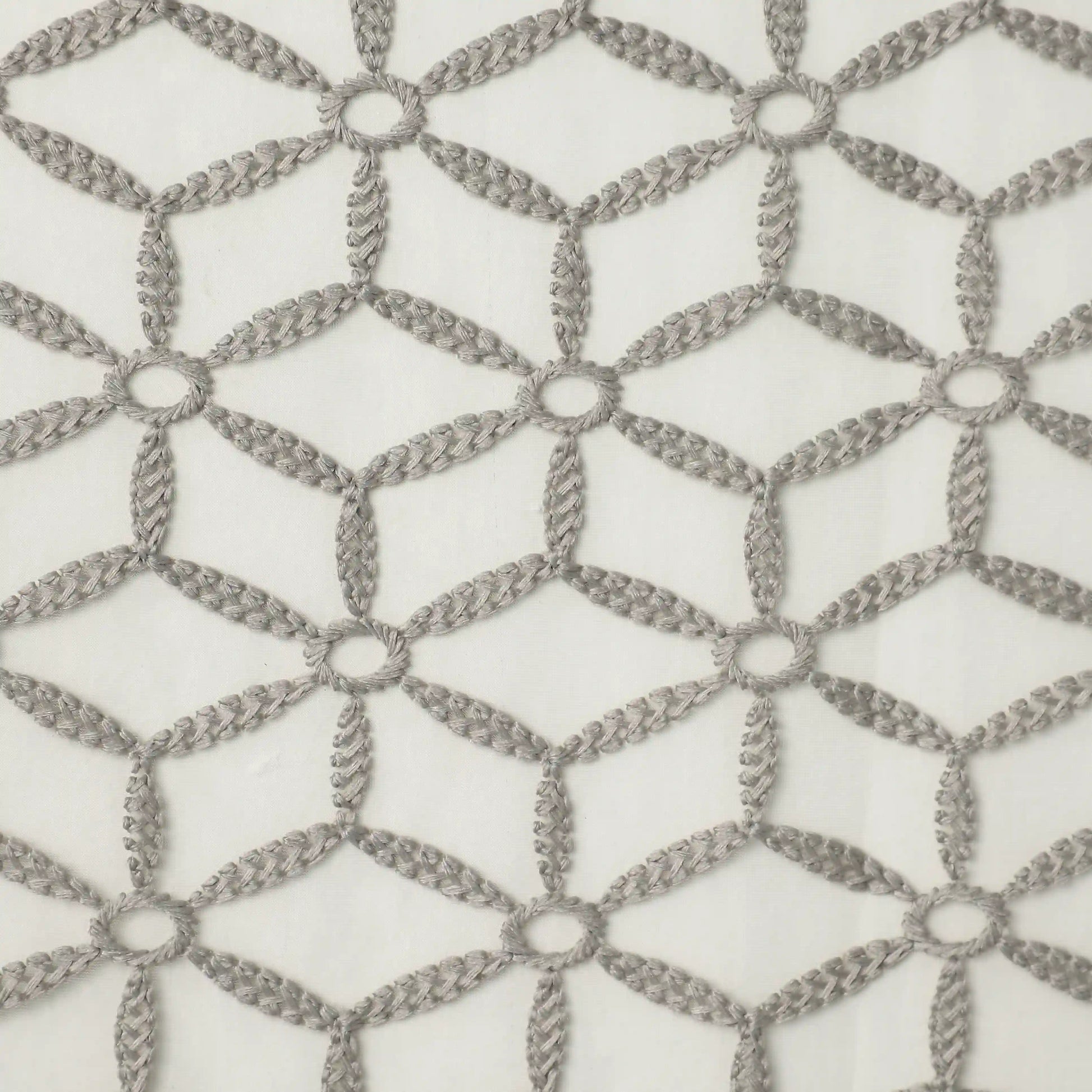 Velina Set Of 2 Embroidered Sheer Readymade Curtains | Whispering Trellis Slate Ash / Door (3.60ft X 7.22ft)
