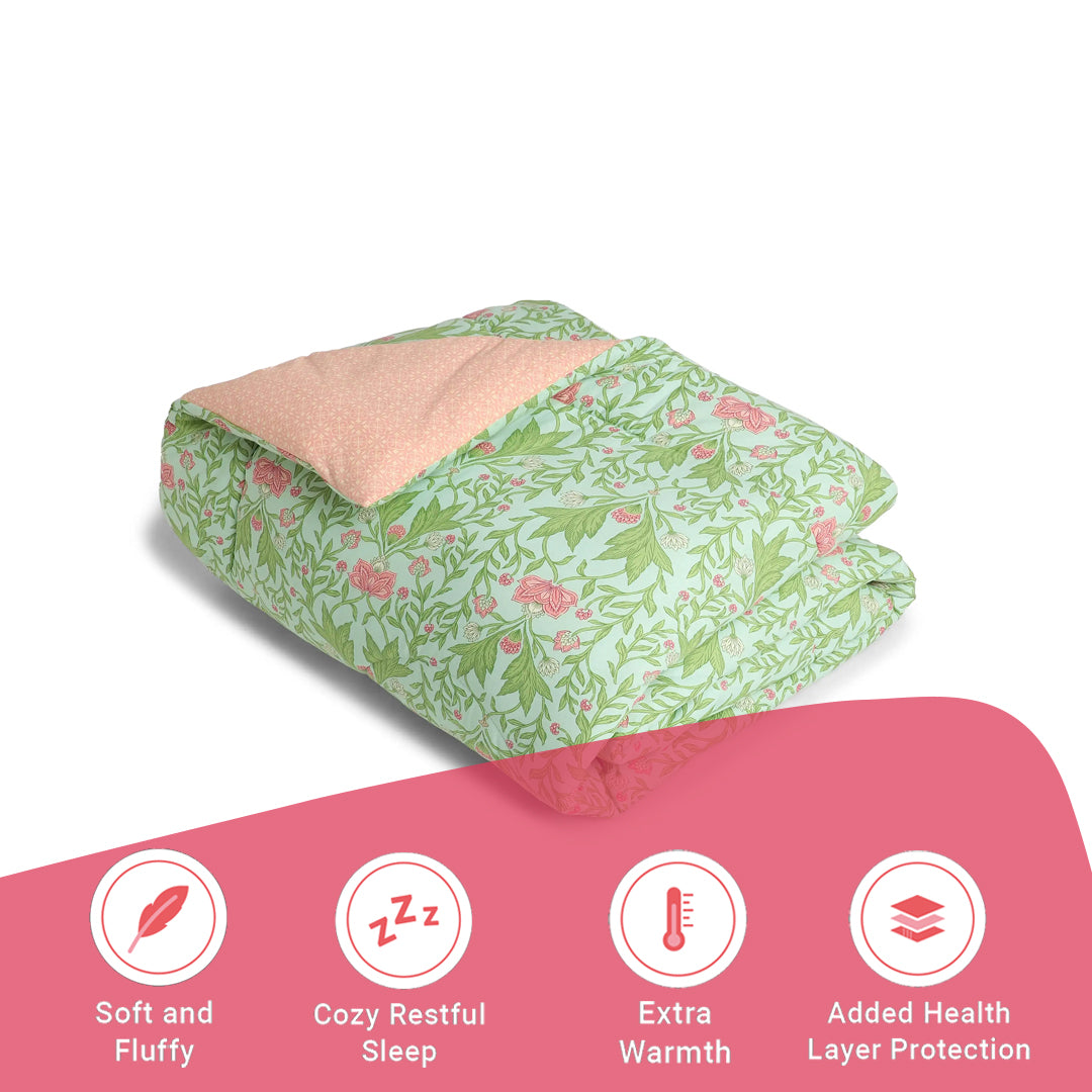 Chippa Lane | Contemporary Indian Print Design 240GSM Reversible Comforter for Extra Warmth-Sage Mint