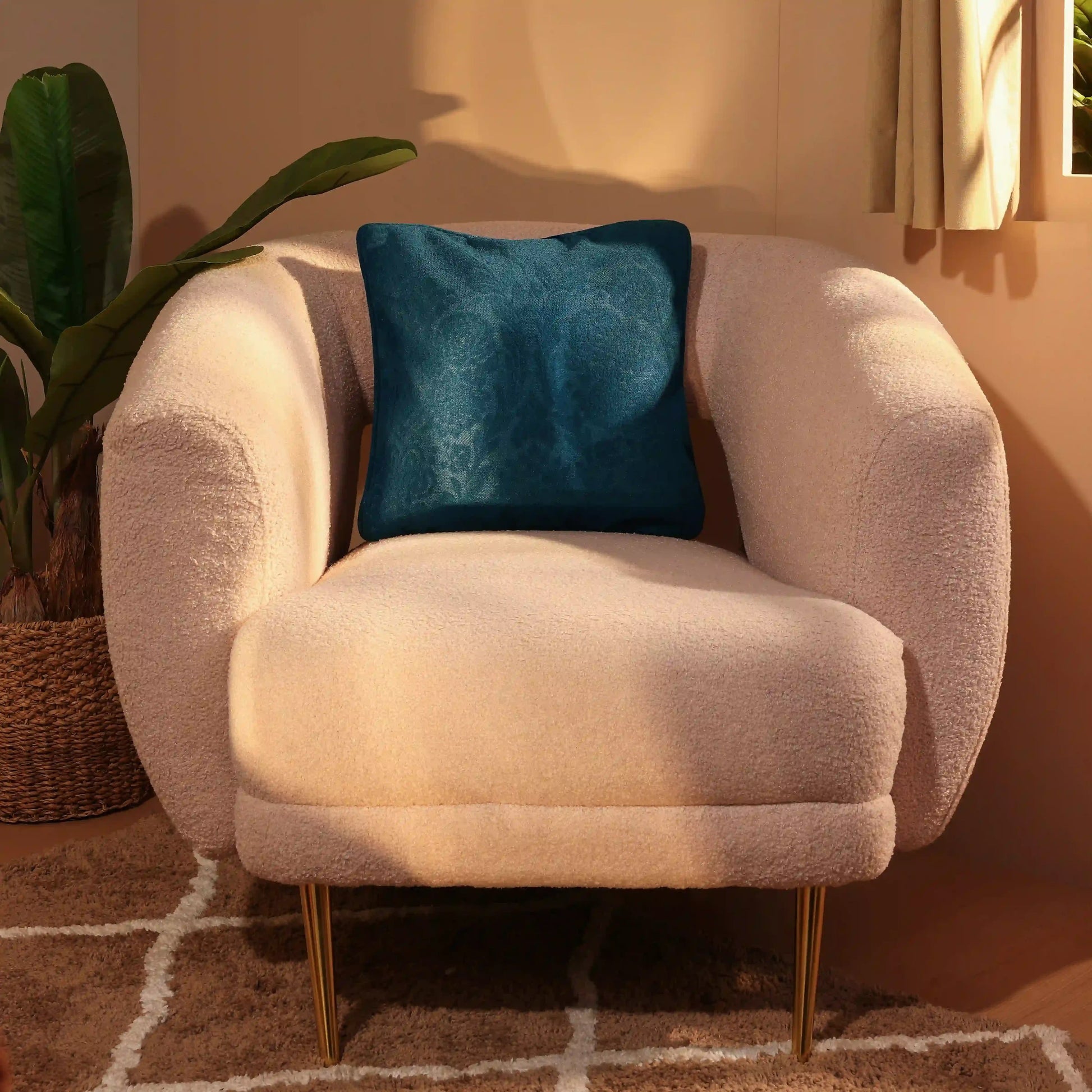 Espricia Woven Cushion Cover | Floral Shadow Dark Ocean / Cushion Cover (51cm x 51cm)
