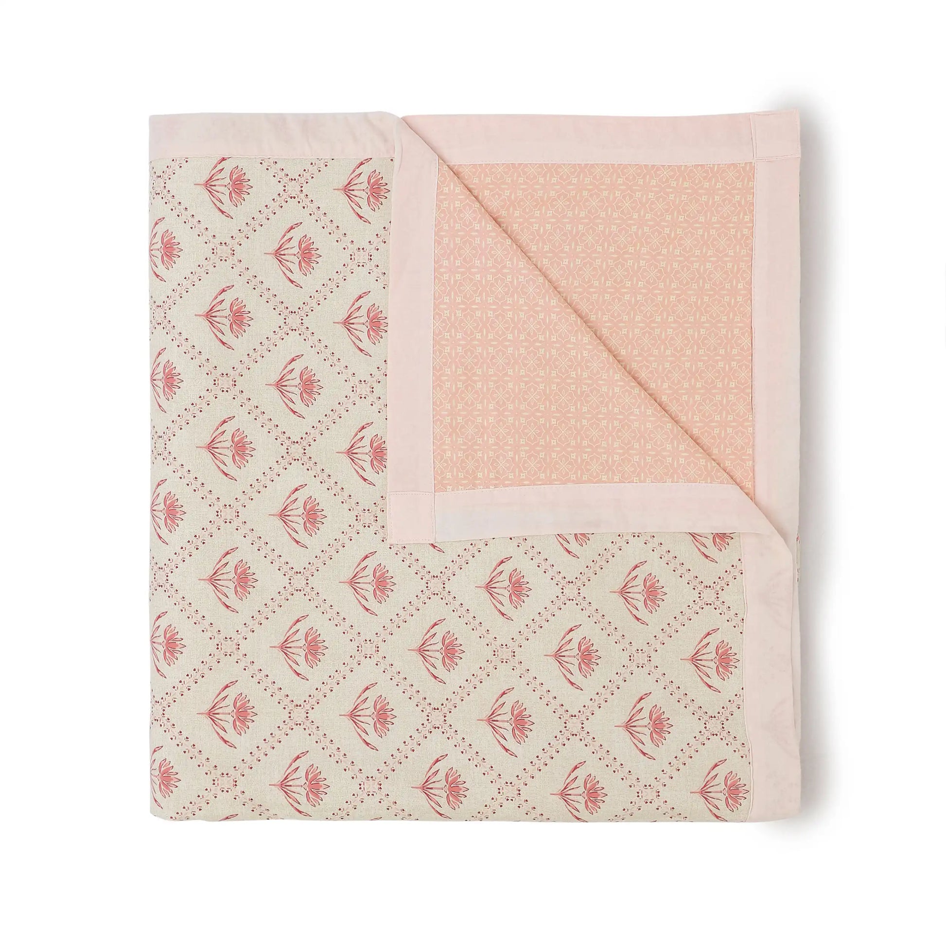 Chippa Lane | Contemporary Indian Print Design Reversible Dohar with Super Soft Flannel Layering-Red Red / Single
