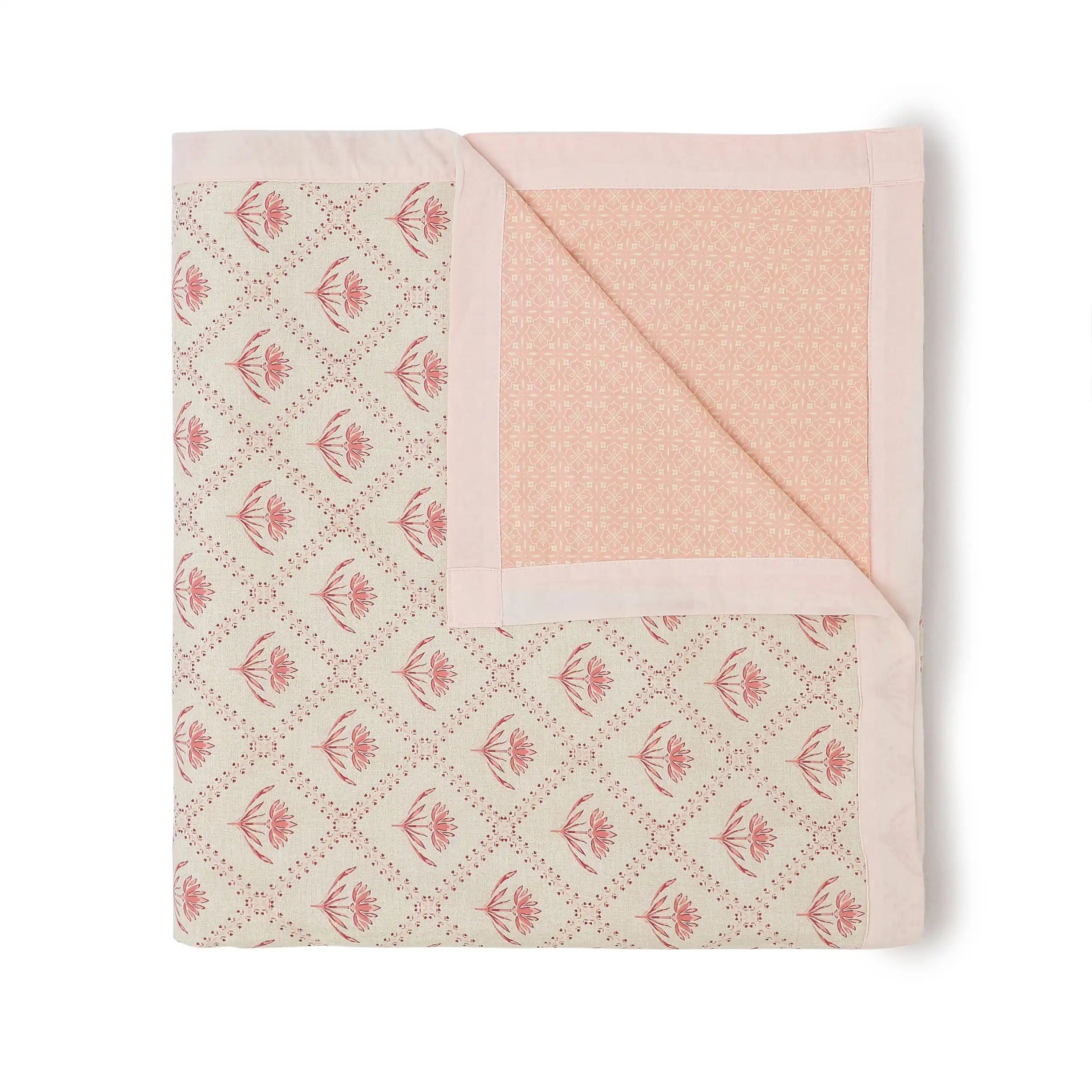 Chippa Lane | Contemporary Indian Print Design Reversible Dohar with Super Soft Flannel Layering-Red Red / Single