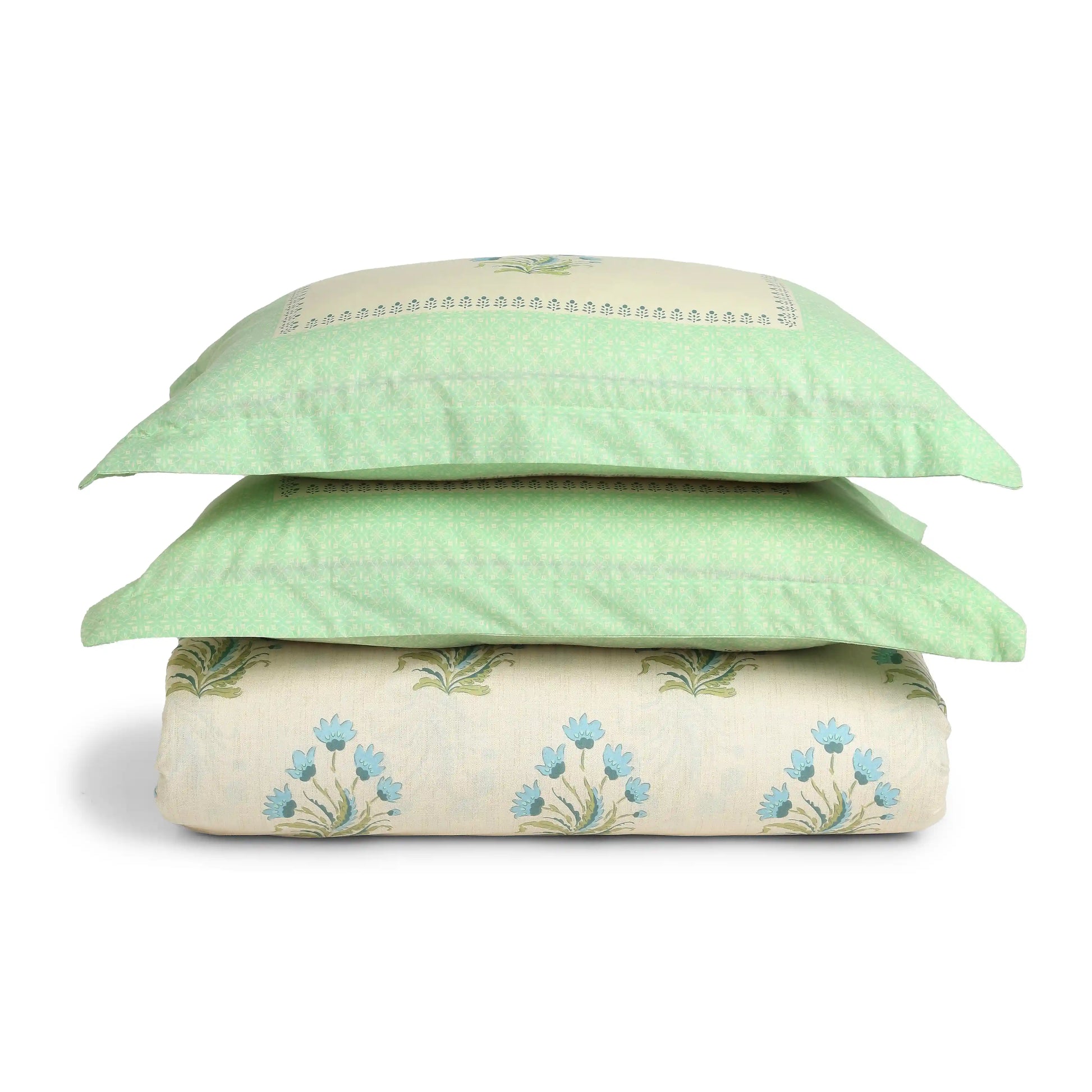 Chippa Lane | Contemporary Indian Print Design Cotton Bedsheet Set-Indian Sage Indian Sage / Super King