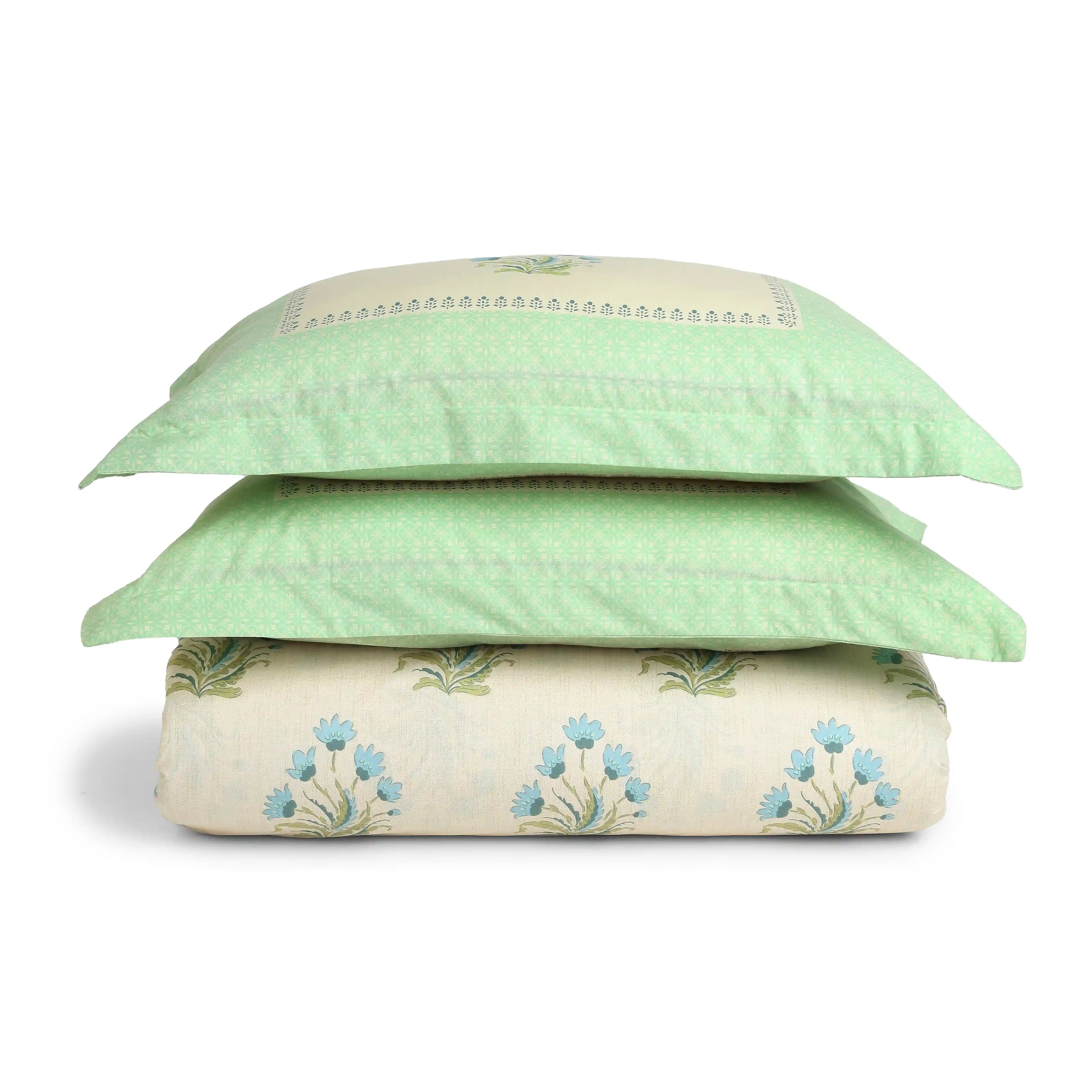 Chippa Lane | Contemporary Indian Print Design Cotton Bedsheet Set-Indian Sage Indian Sage / Super King