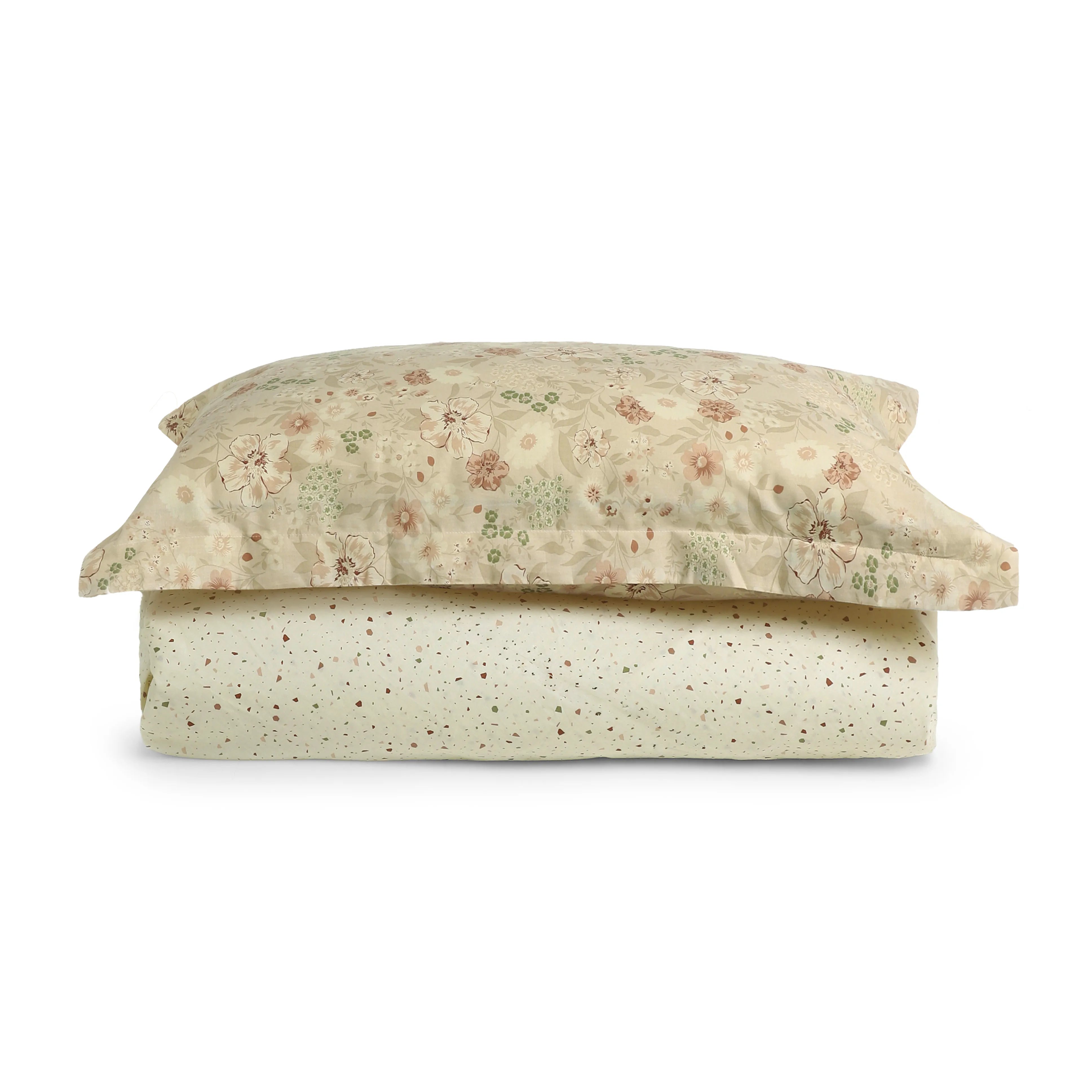 Mishella | Mix & Match Printed Cotton Bedsheet Set - Cream Cream / Single