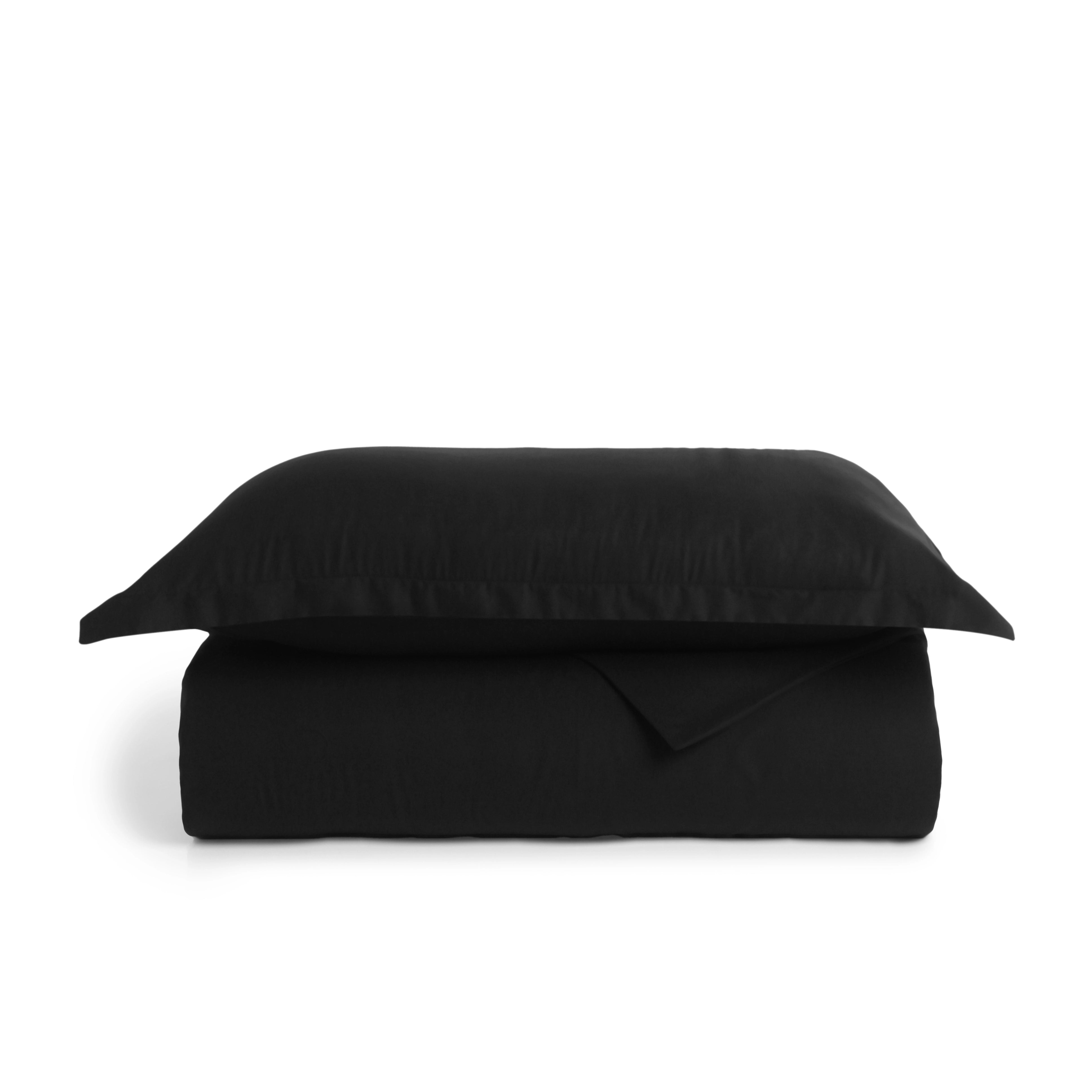 Paleto | Everyday Hues Solid Dyed Cotton Bedsheet Set-Black Black / Single