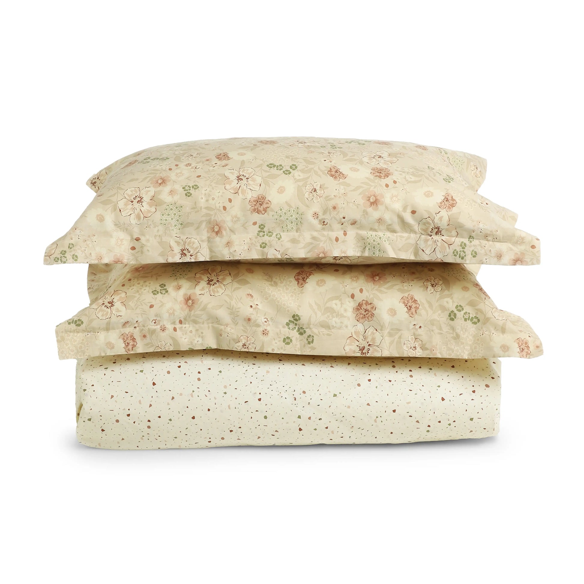 Mishella | Mix & Match Printed Cotton Bedsheet Set - Cream Cream / King