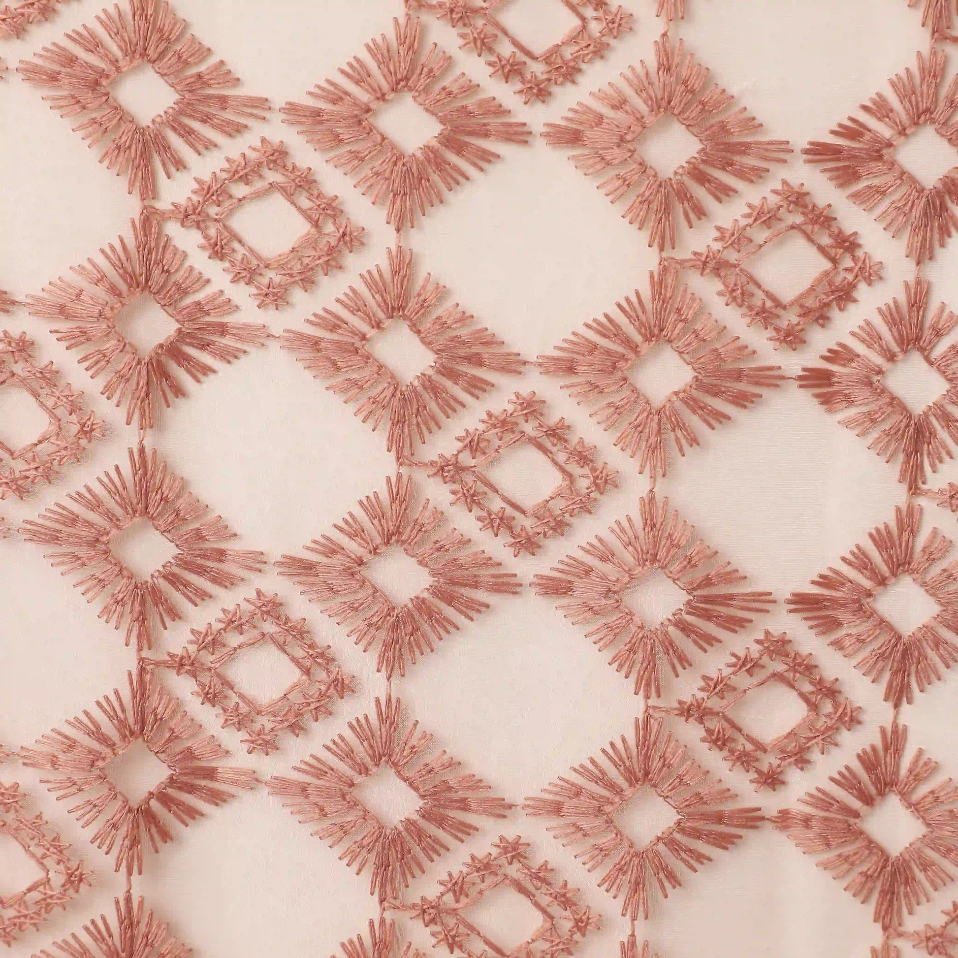 Velina Set Of 2 Embroidered Sheer Readymade Curtains | Modern Heritage Rosy Mist / Door (3.60ft X 7.22ft)
