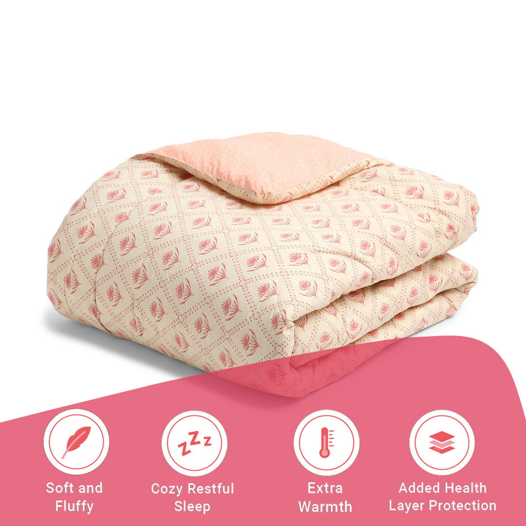 Chippa Lane | Contemporary Indian Print Design 240GSM Reversible Comforter for Extra Warmth-Red