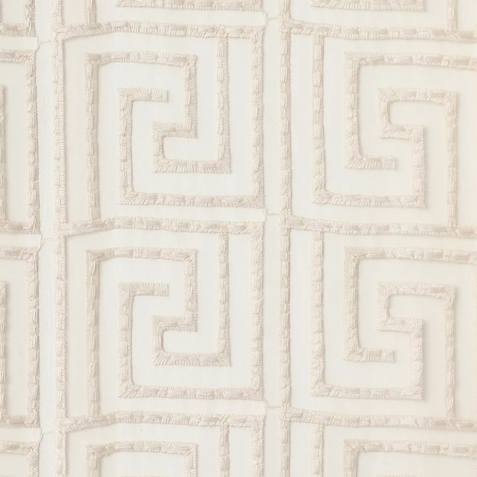 Velina Set Of 2 Embroidered Sheer Readymade Curtains | Modern Maze Cream / Door (3.60ft X 7.22ft)