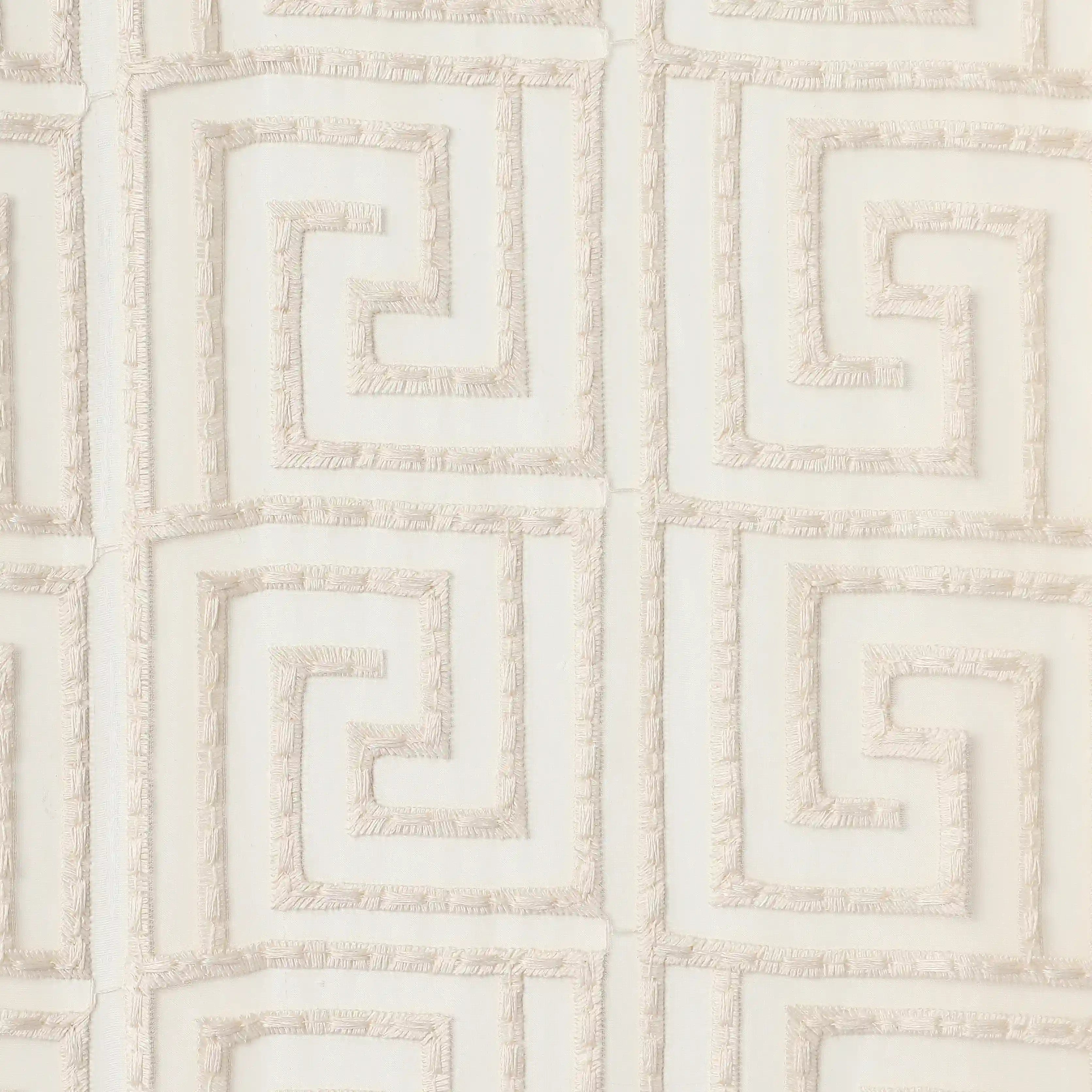 Velina Set Of 2 Embroidered Sheer Readymade Curtains | Modern Maze Cream / Door (3.60ft X 7.22ft)