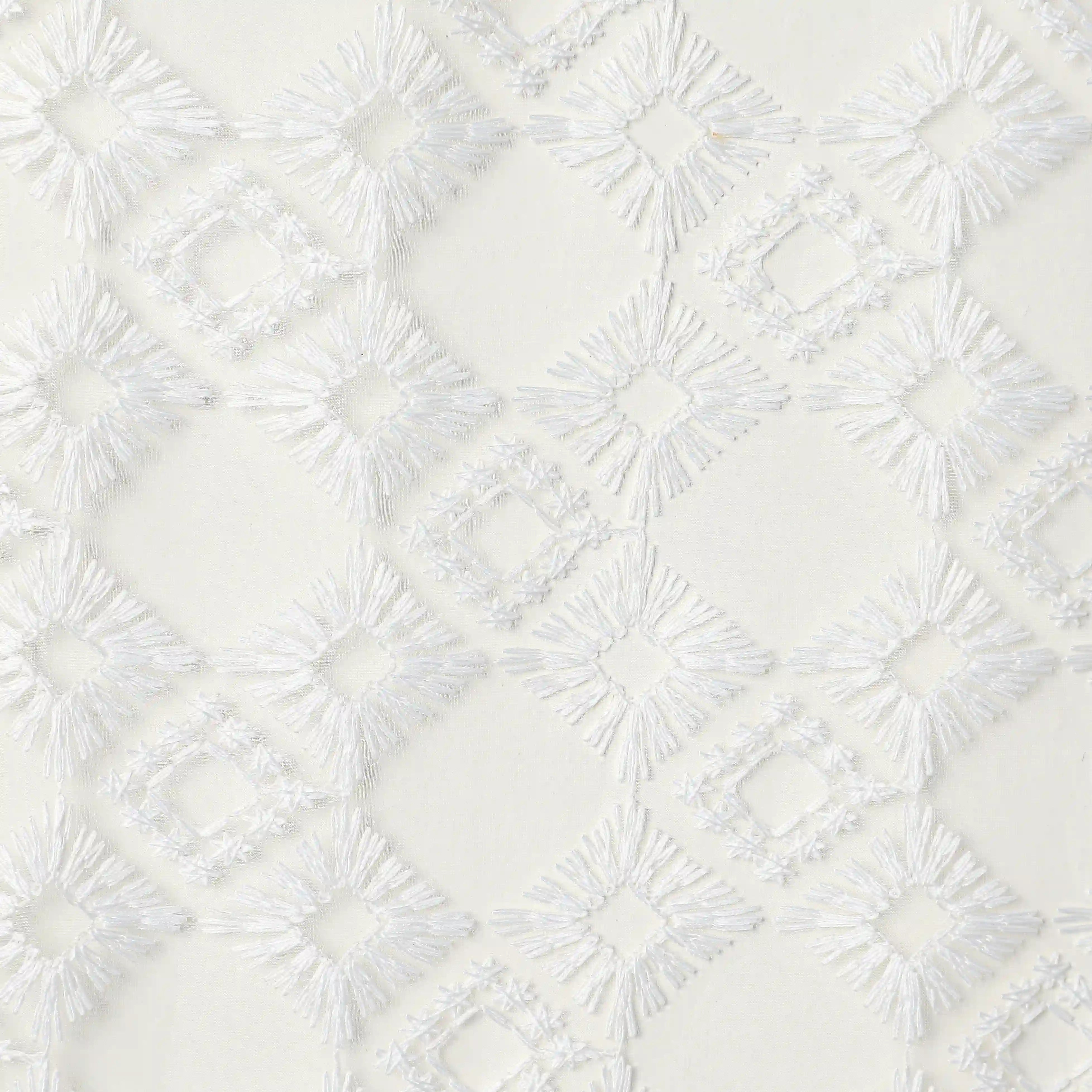 Velina Set Of 2 Embroidered Sheer Readymade Curtains | Modern Heritage Moonlight White / Door (3.60ft X 7.22ft)