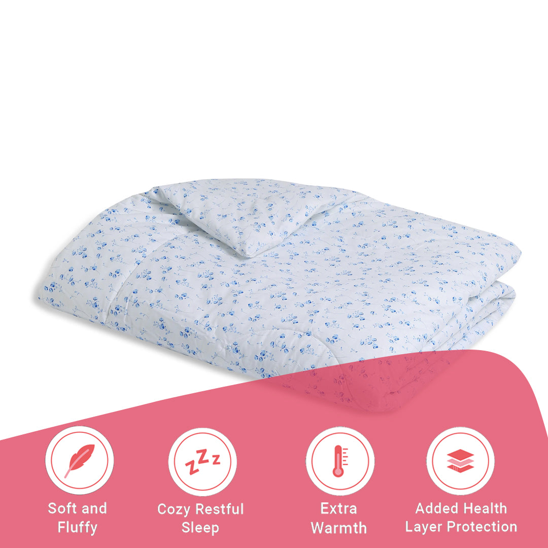 Bloomshire Classic | Everyday Charm Printed 240GSM Reversible Comforter for Extra Warmth-Ocean Blue