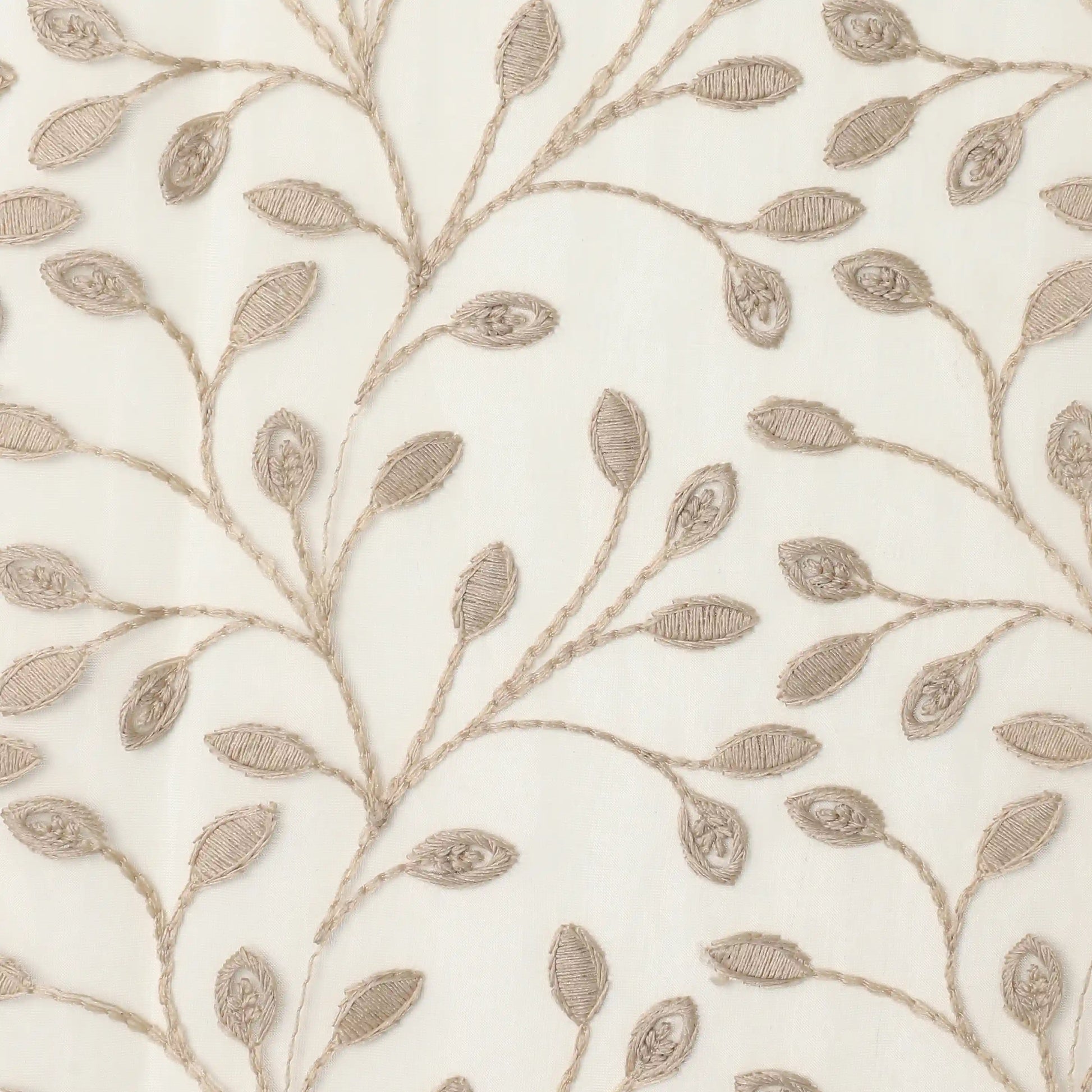 Velina Set Of 2 Embroidered Sheer Readymade Curtains | Threaded Story Soft Mocha / Door (3.60ft X 7.22ft)