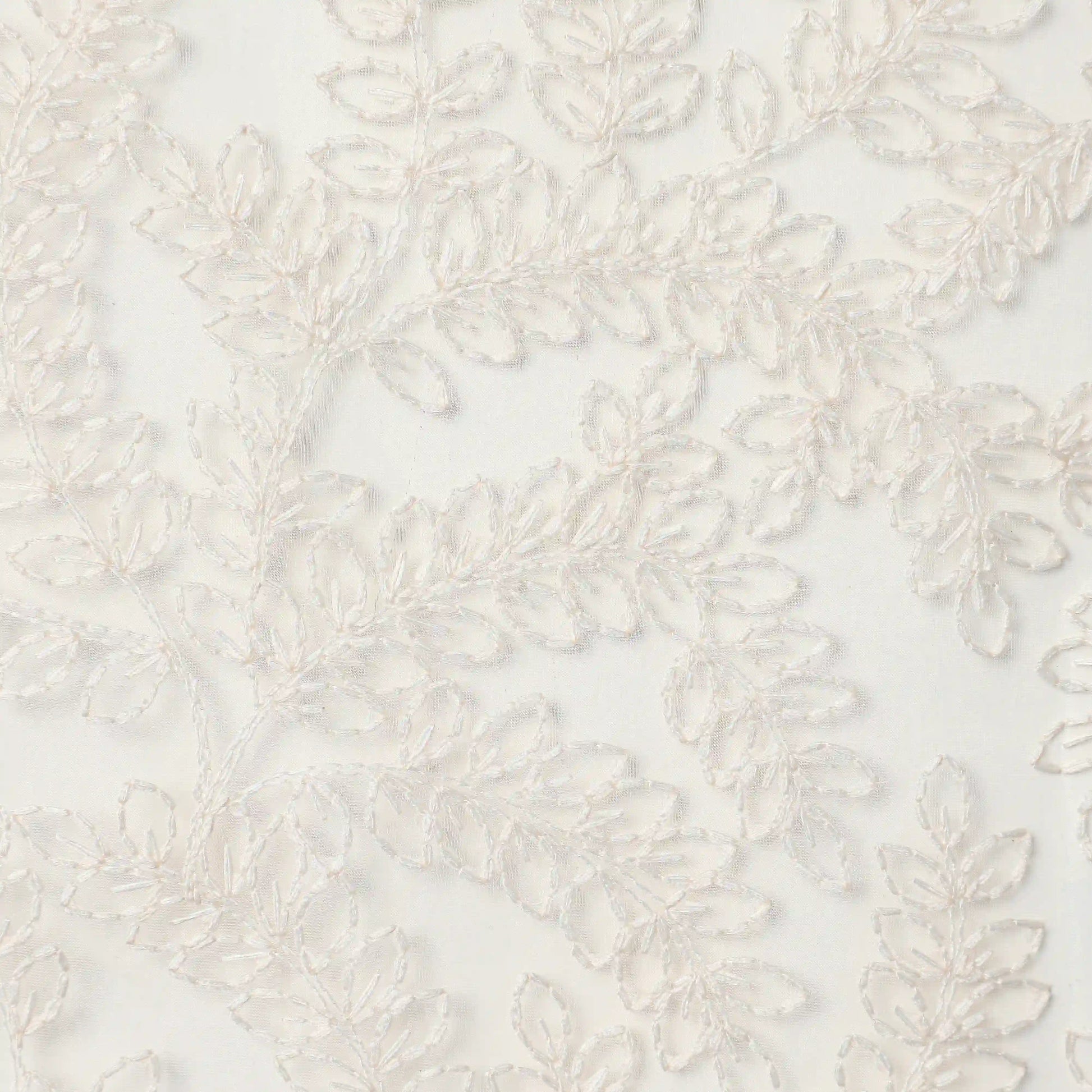 Velina Set Of 2 Embroidered Sheer Readymade Curtains | Urban Forest Oatmeal / Door (3.60ft X 7.22ft)
