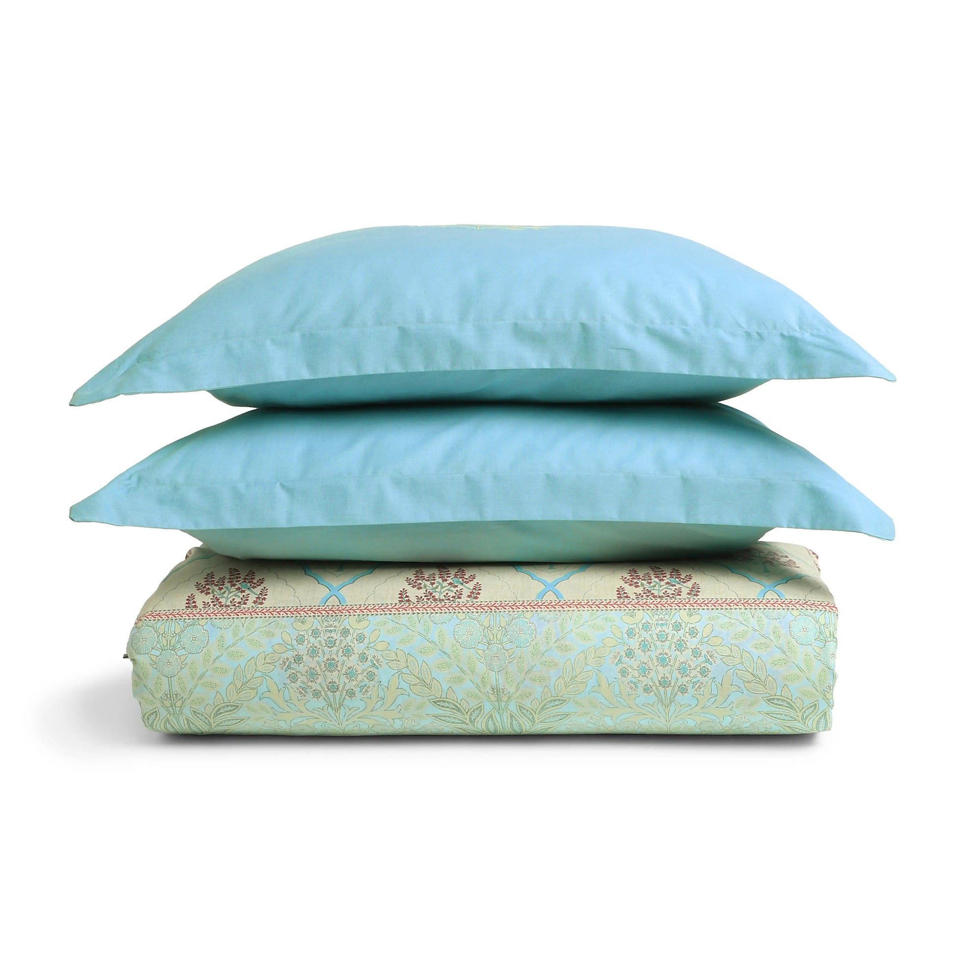 Chippa Lane | Contemporary Indian Print Design Cotton Fitted Sheet Set-Sage Bloom Sage Bloom / Queen
