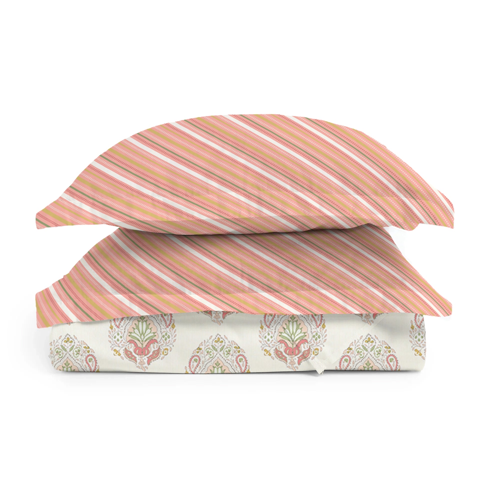 Udyan Tales | Contemporary Indian Printed Cotton Bedsheet Set - Soft Coral Soft Coral / King