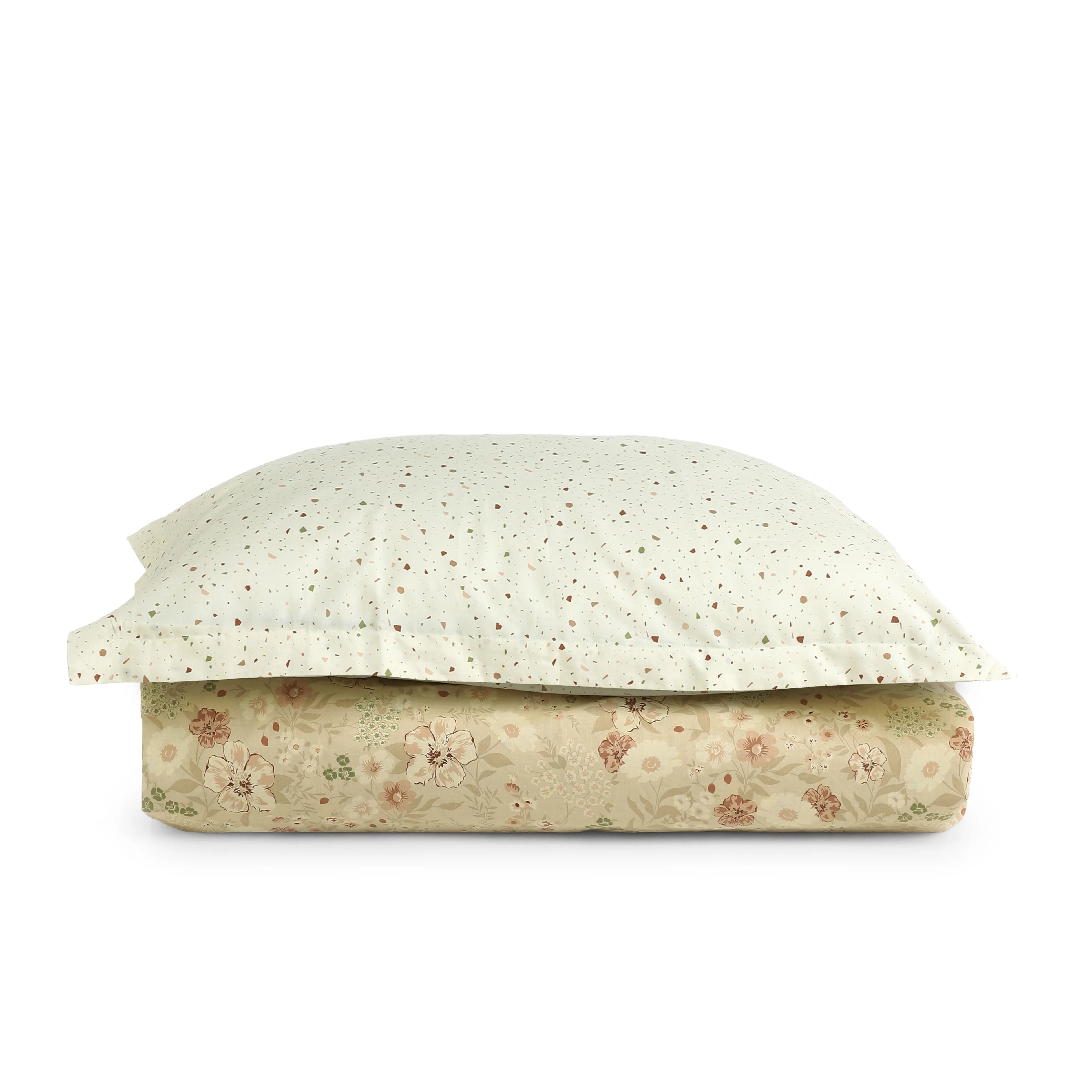 Mishella | Mix & Match Printed Cotton Bedsheet Set - Beige Beige / Single