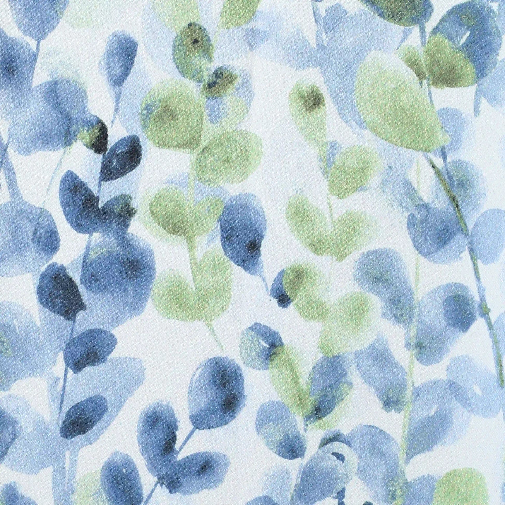 Bloomshire Classic Set Of 2 Printed Readymade Curtains | Leafy Fresh Misty Blue / Window (5ft X 4.4ft)