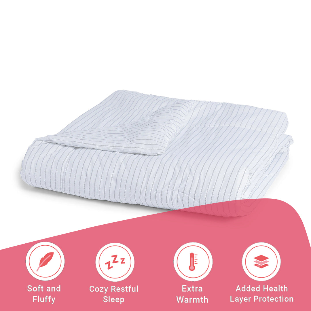 Bloomshire Classic | Everyday Charm Printed 240GSM Reversible Comforter for Extra Warmth-Blue