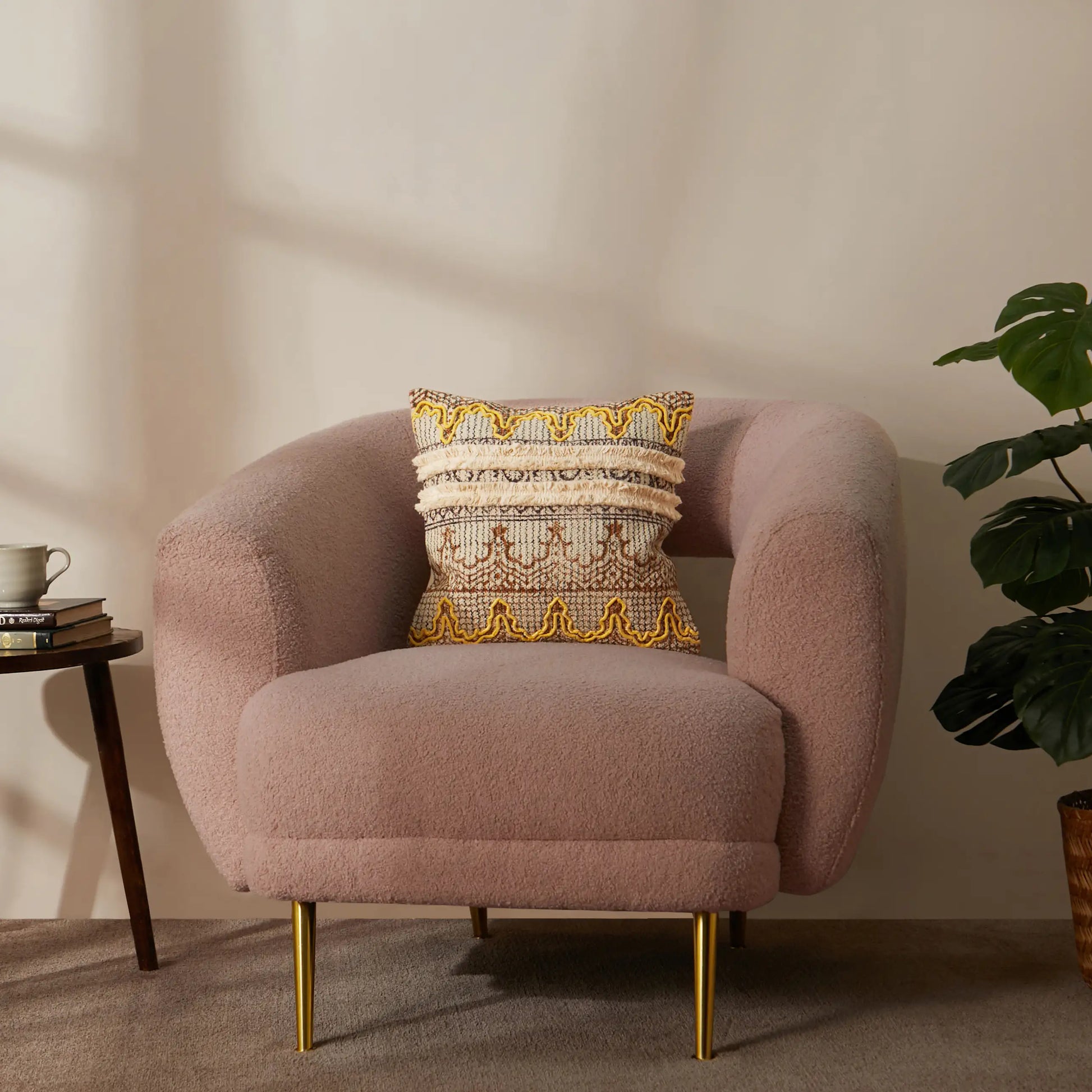 Vissencia 100% Cotton Woven Cushion Cover | Ethnic Roots Honeycomb / Cushion Cover (51cm x 51cm)