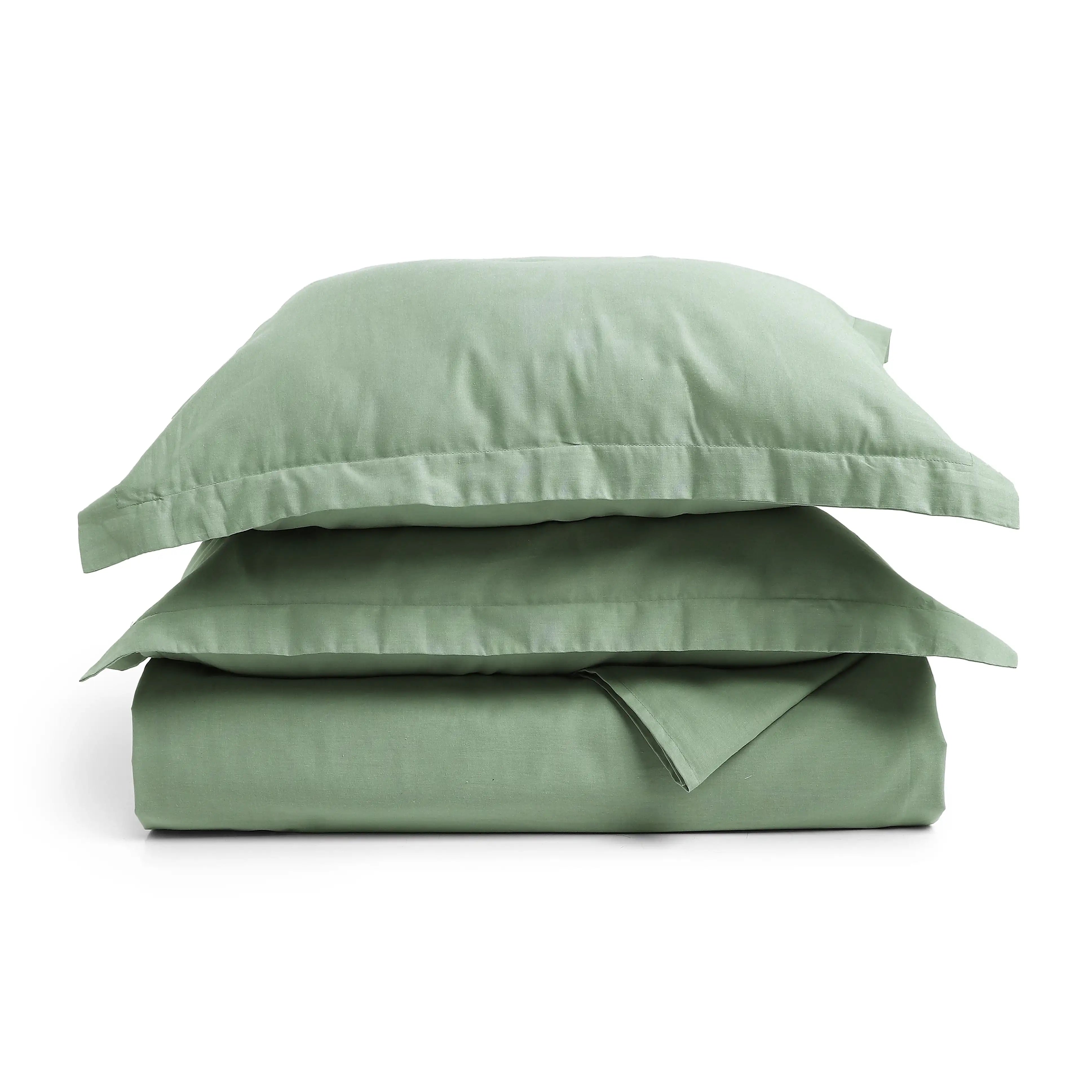 Paleto | Everyday Hues Solid Dyed Cotton Bedsheet Set-Green Sage Green Sage / Super King