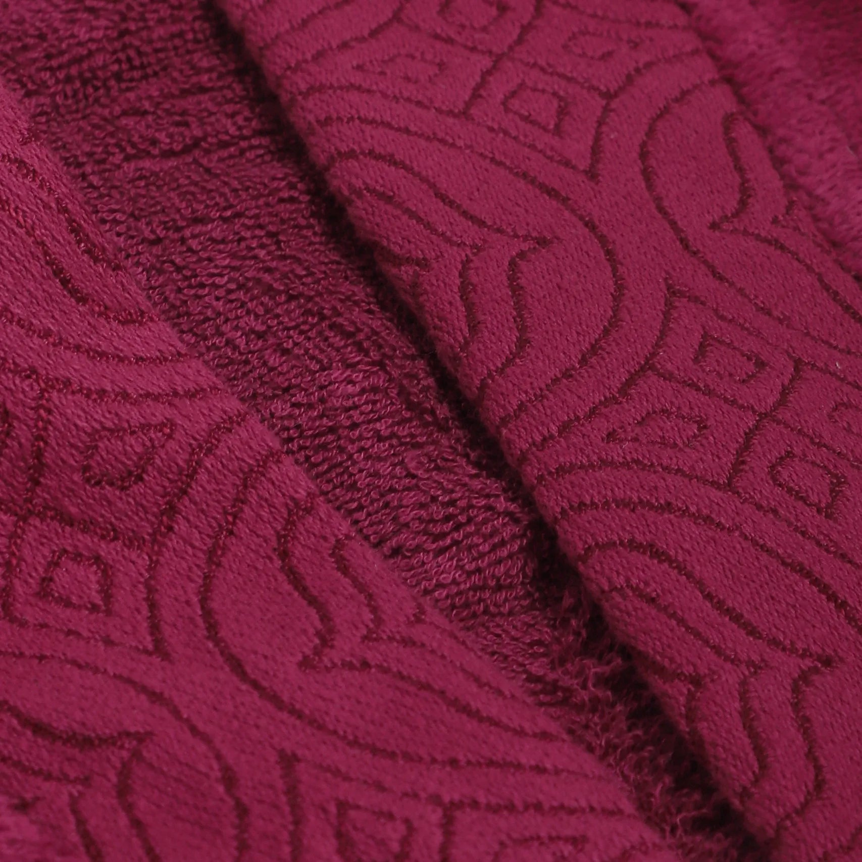 De Jacquard 100% Cotton Bathrobe Maroon / Medium
