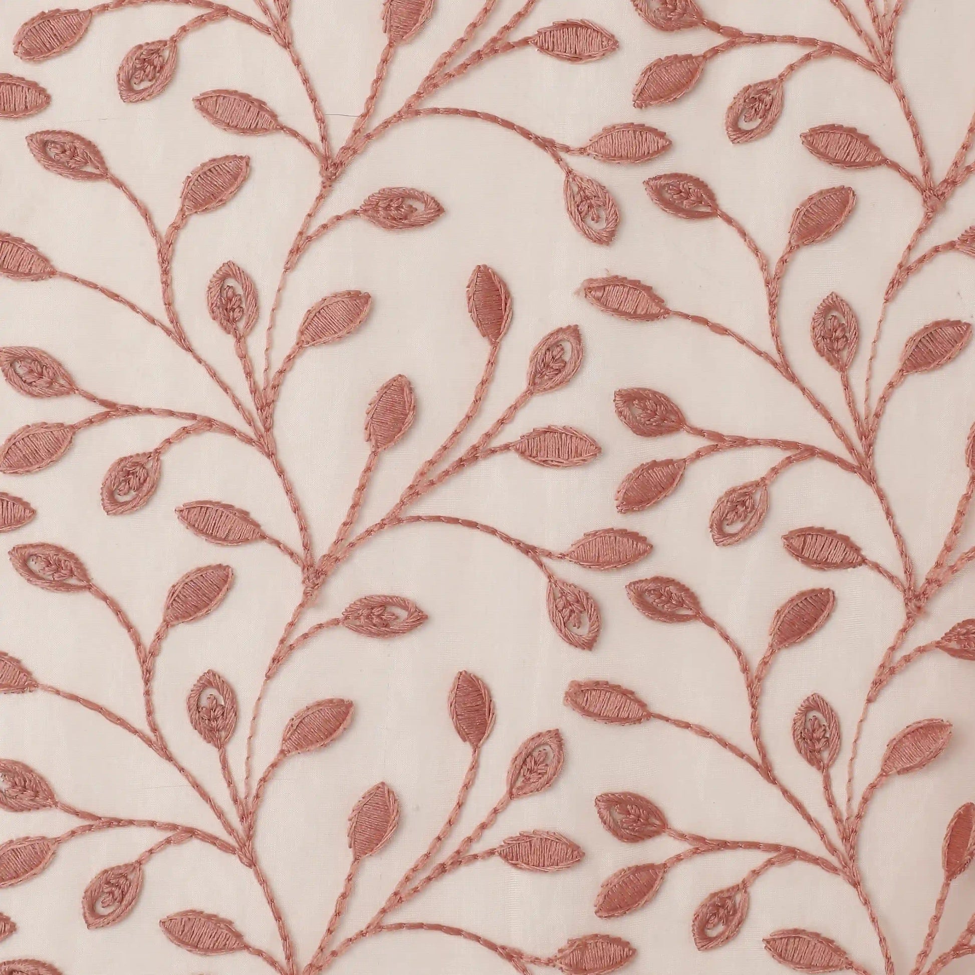 Velina Set Of 2 Embroidered Sheer Readymade Curtains | Threaded Story Blush / Door (3.60ft X 7.22ft)