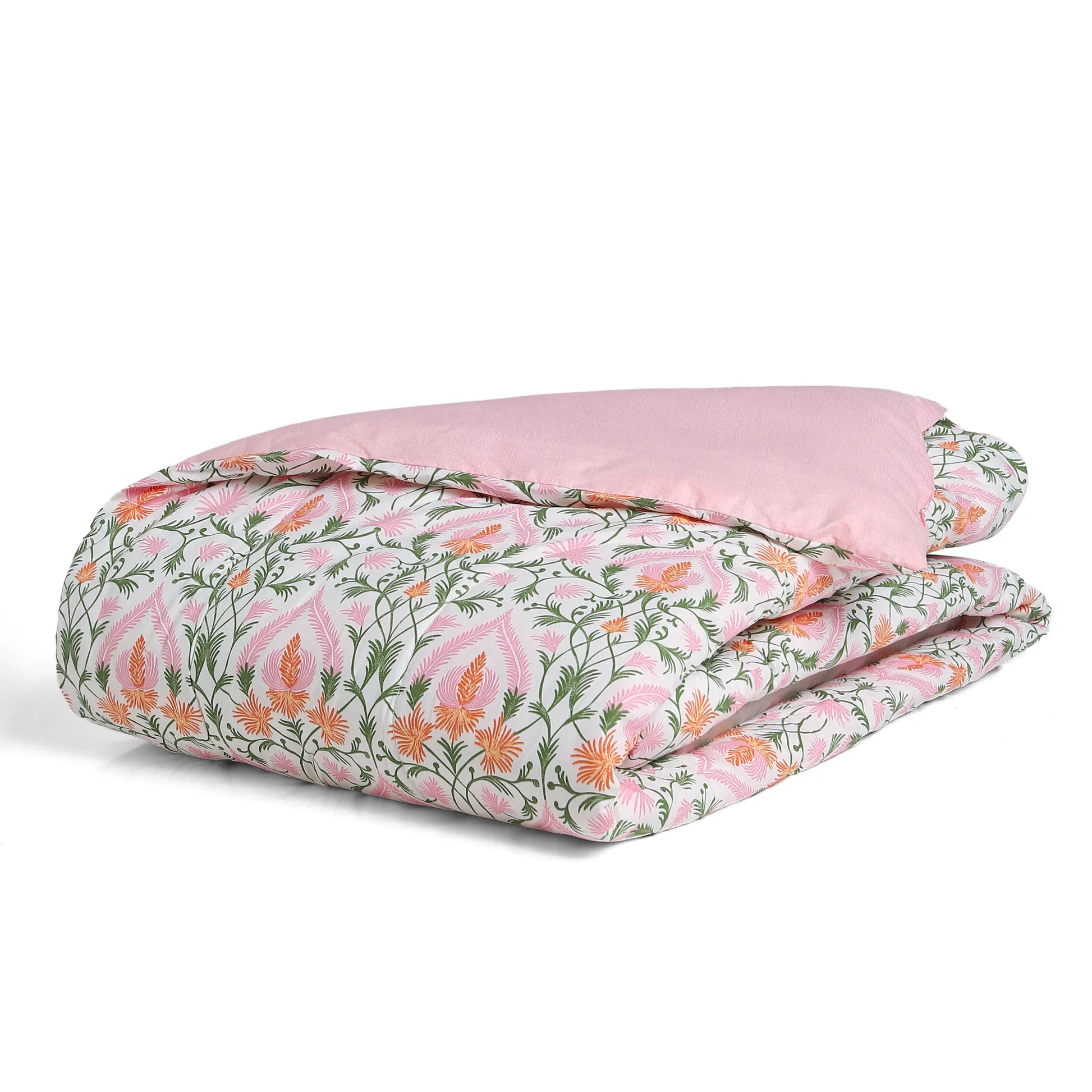 Bloomshire Classic | Everyday Charm Printed 120GSM Reversible Comforter-Salmon Salmon / Double