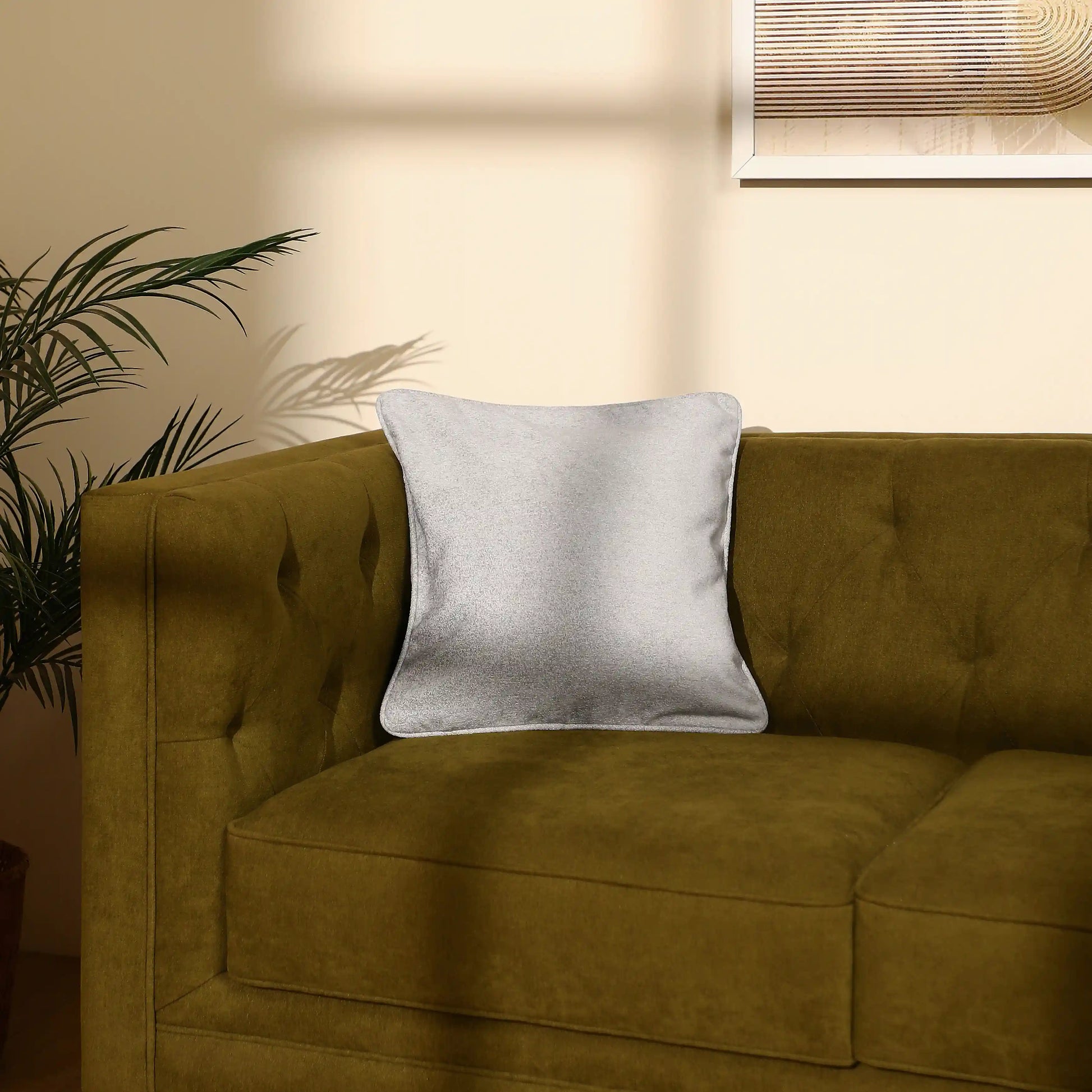 Vissencia Solid Cushion Cover | Textured Crush Silver Ash / Cushion Cover (41cm x 41cm)