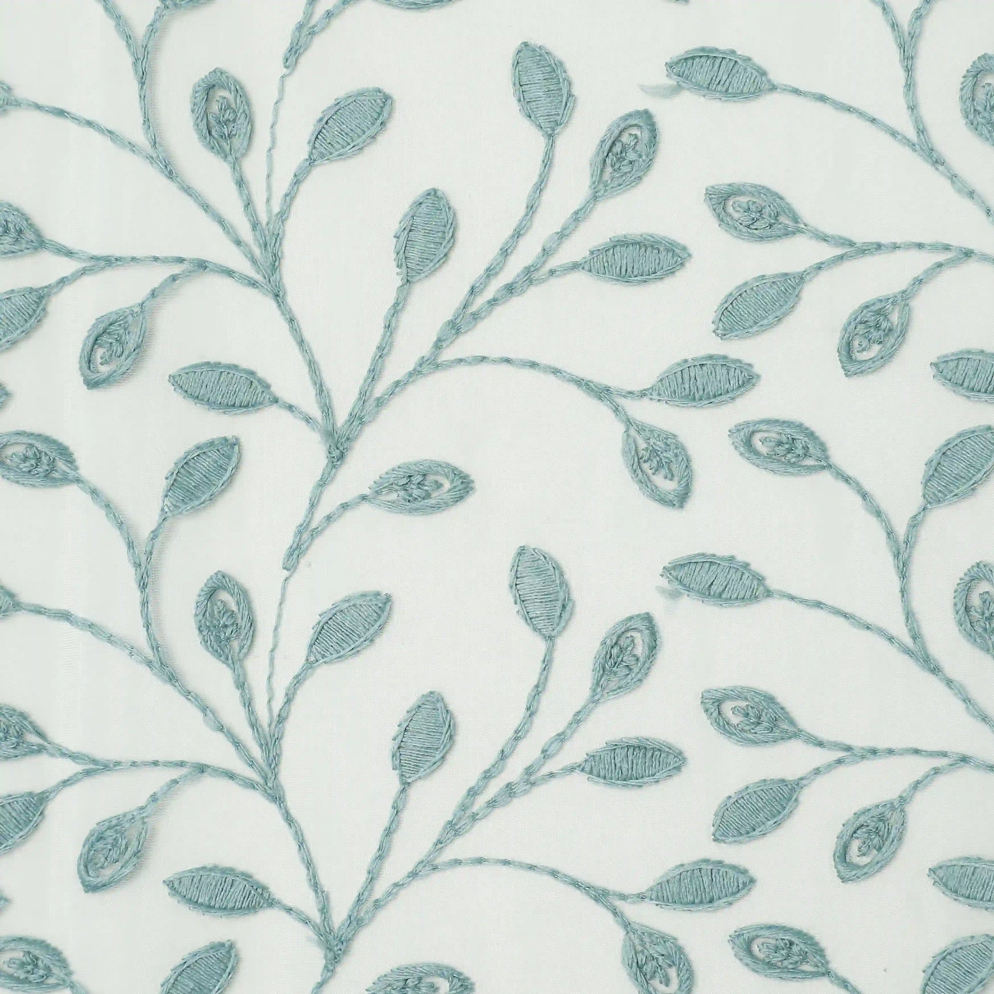 Velina Set Of 2 Embroidered Sheer Readymade Curtains | Threaded Story Teal / Door (3.60ft X 7.22ft)