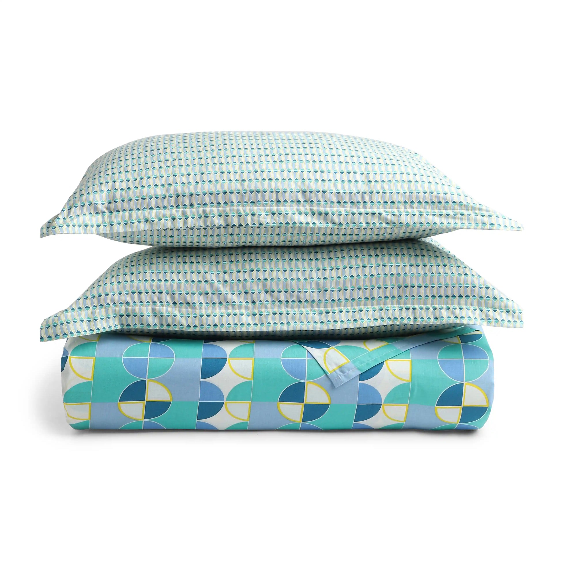 Mishella | Mix & Match Printed Cotton Bedsheet Set - Orbit Teal Orbit Teal / King
