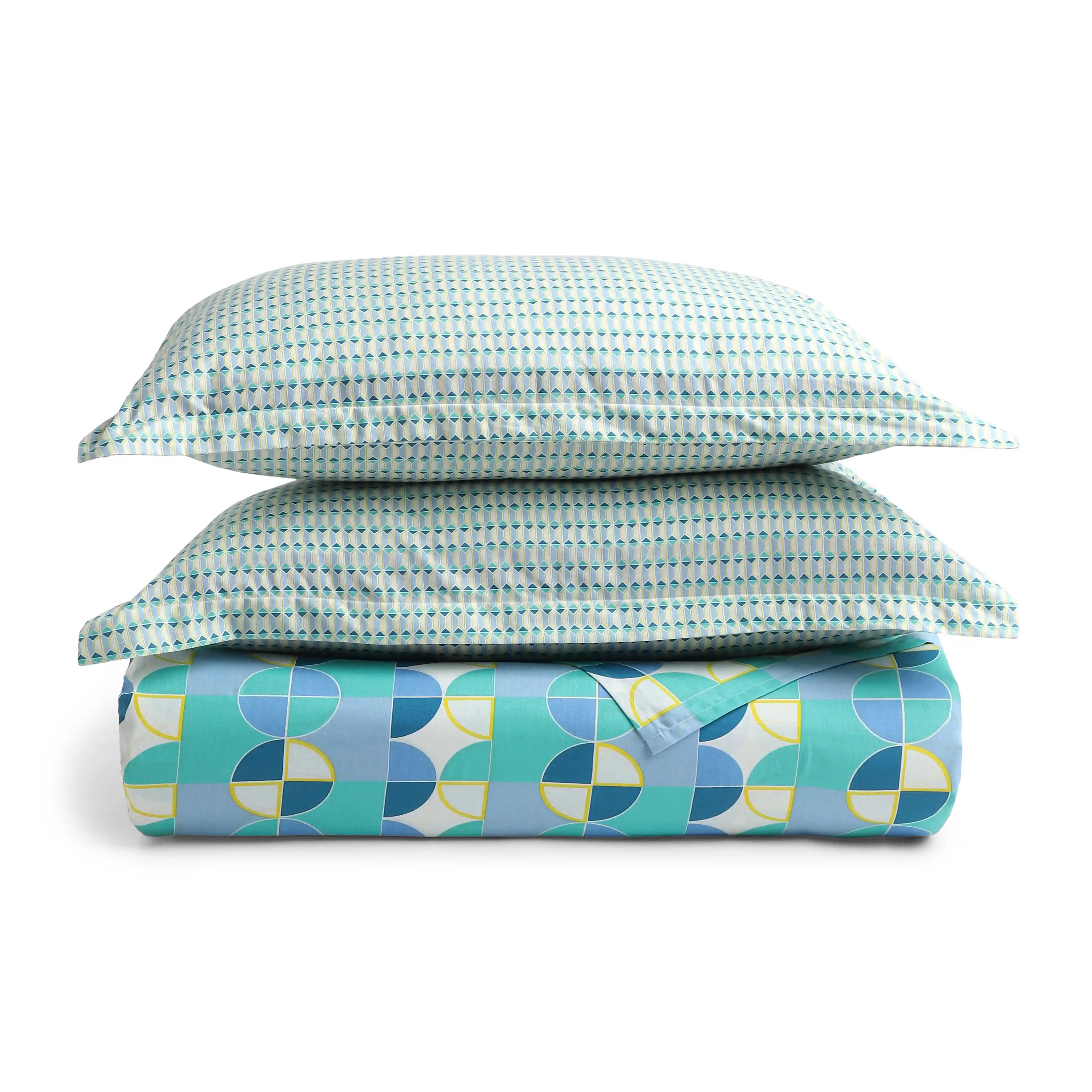 Mishella | Mix & Match Printed Cotton Bedsheet Set - Orbit Teal Orbit Teal / King