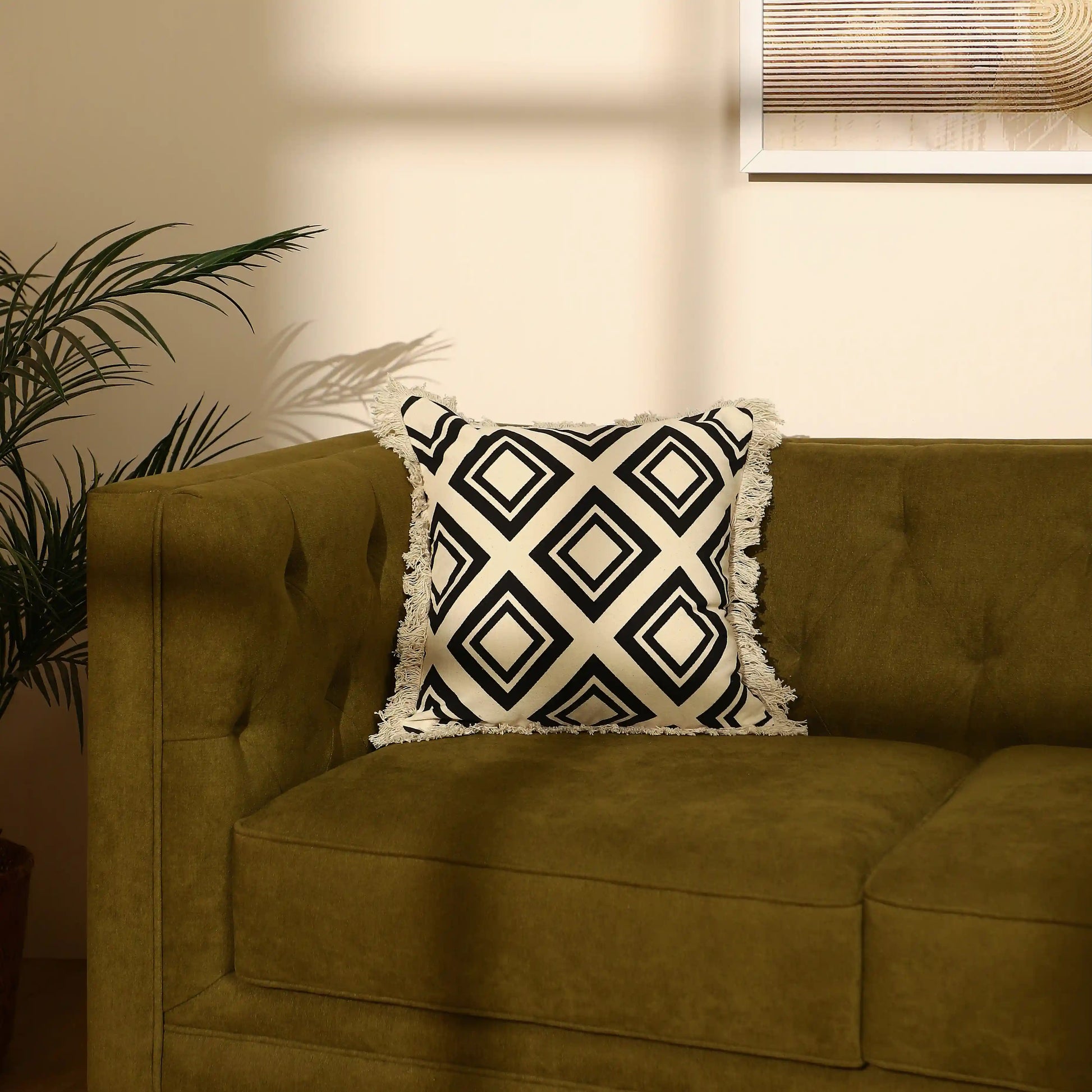 Vissencia 100% Cotton Printed Cushion Cover | Nomadic Tales Black / Cushion Cover (51cm x 51cm)