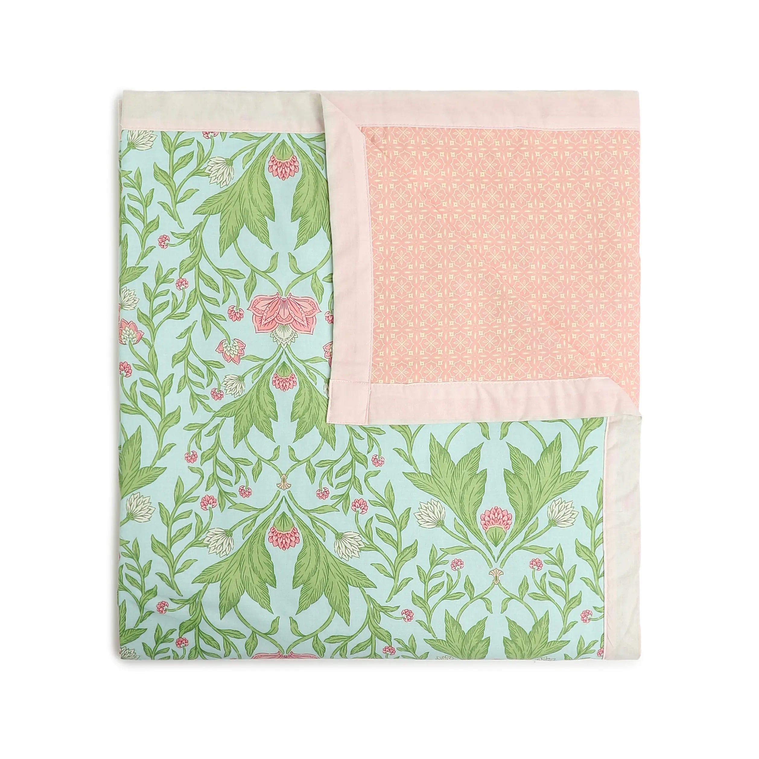 Chippa Lane | Contemporary Indian Print Design Reversible Dohar with Super Soft Flannel Layering-Sage Mint Sage Mint / Double