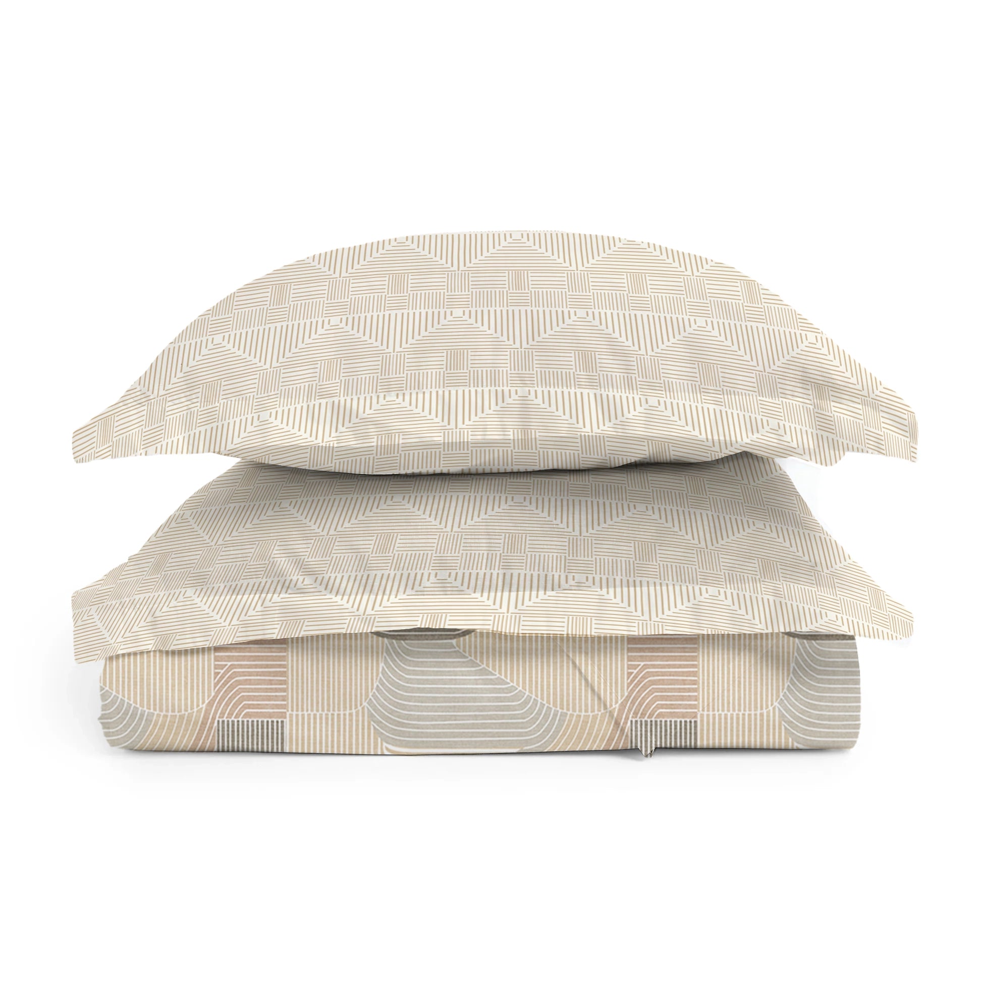 Udyan Tales | Modern Abstract Printed Cotton Bedsheet Set - Neutral Beige Neutral Beige / King