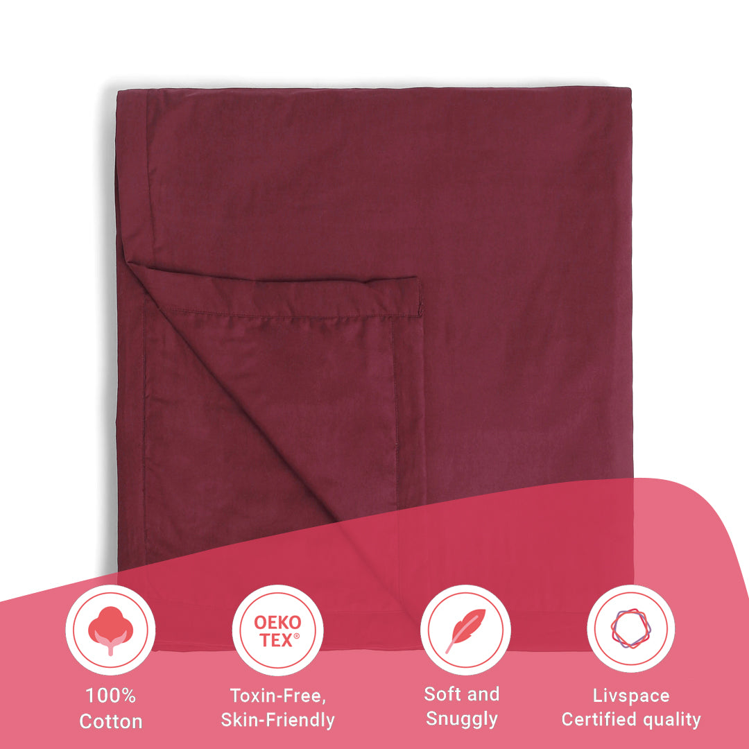 Paleto | Everyday Hues Cotton Solid Dyed Dohar with Super Soft Flannel Layering-Windsor Wine