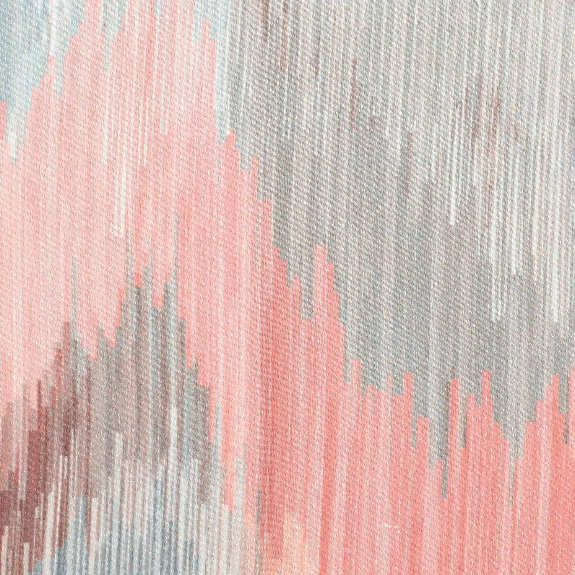 Bloomshire Classic Set Of 2 Printed Readymade Curtains | Modern Ikat Rusty Rose / Window (5ft X 4.4ft)