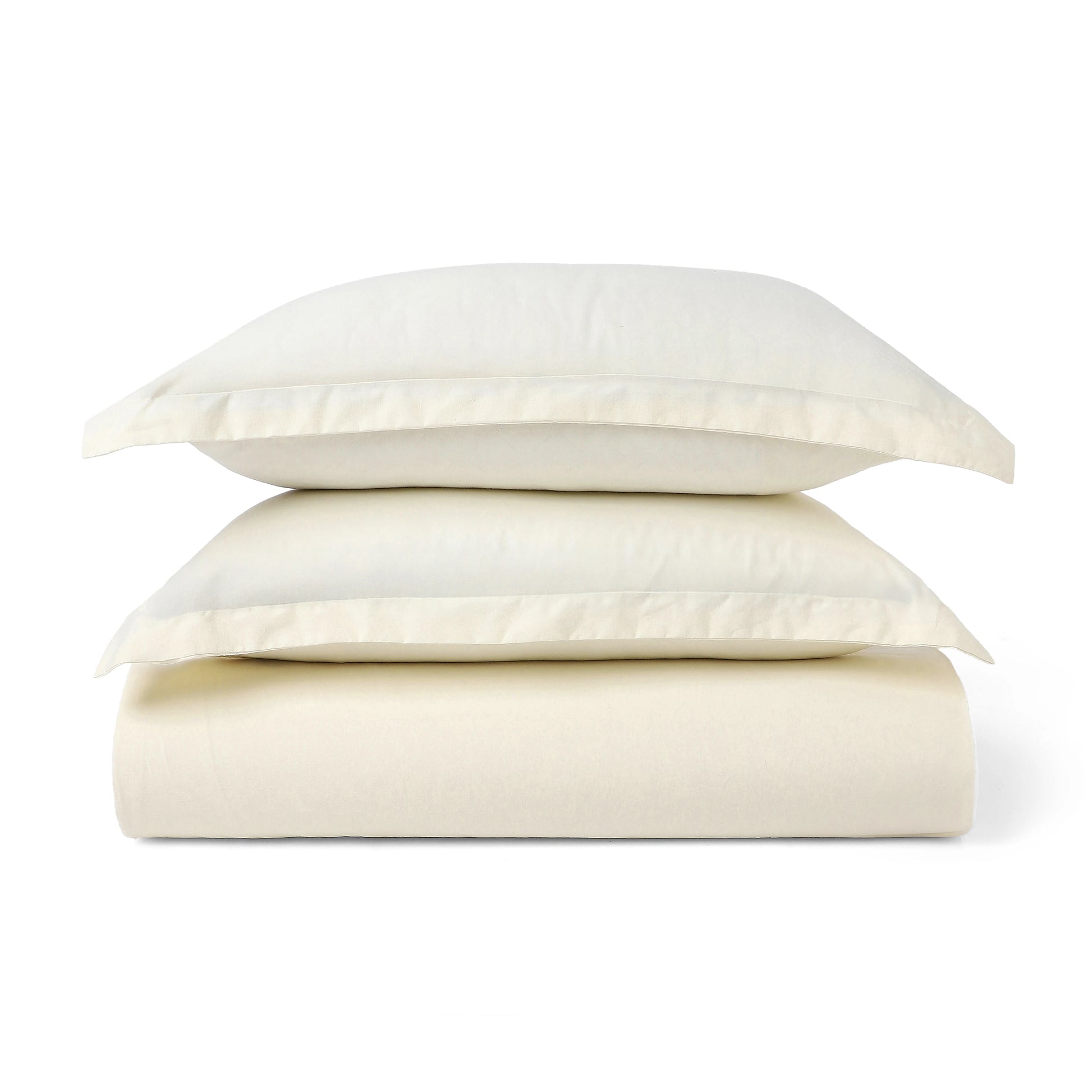 Paleto | Everyday Hues Solid Dyed Cotton Bedsheet Set-Ivory Ivory / Double